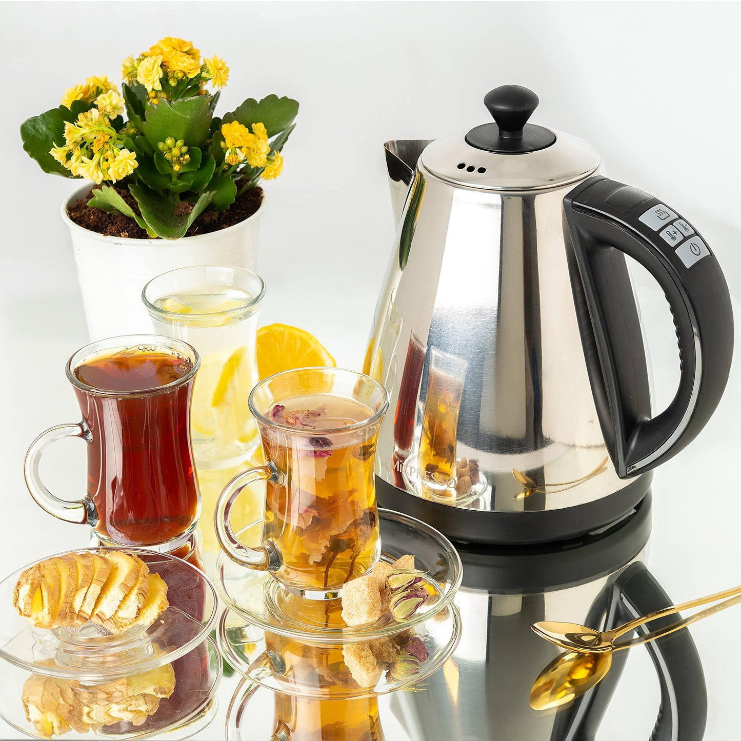 Mixpresso Electric Kettle Temperature Control, Hot Water Kettle Electric, Cordless 1 Liter Capacity, Keep Warm & LED Indicator, Auto-Shutoff, Boil-Dry Protection, Stainless Steel Electric Kettle BST220