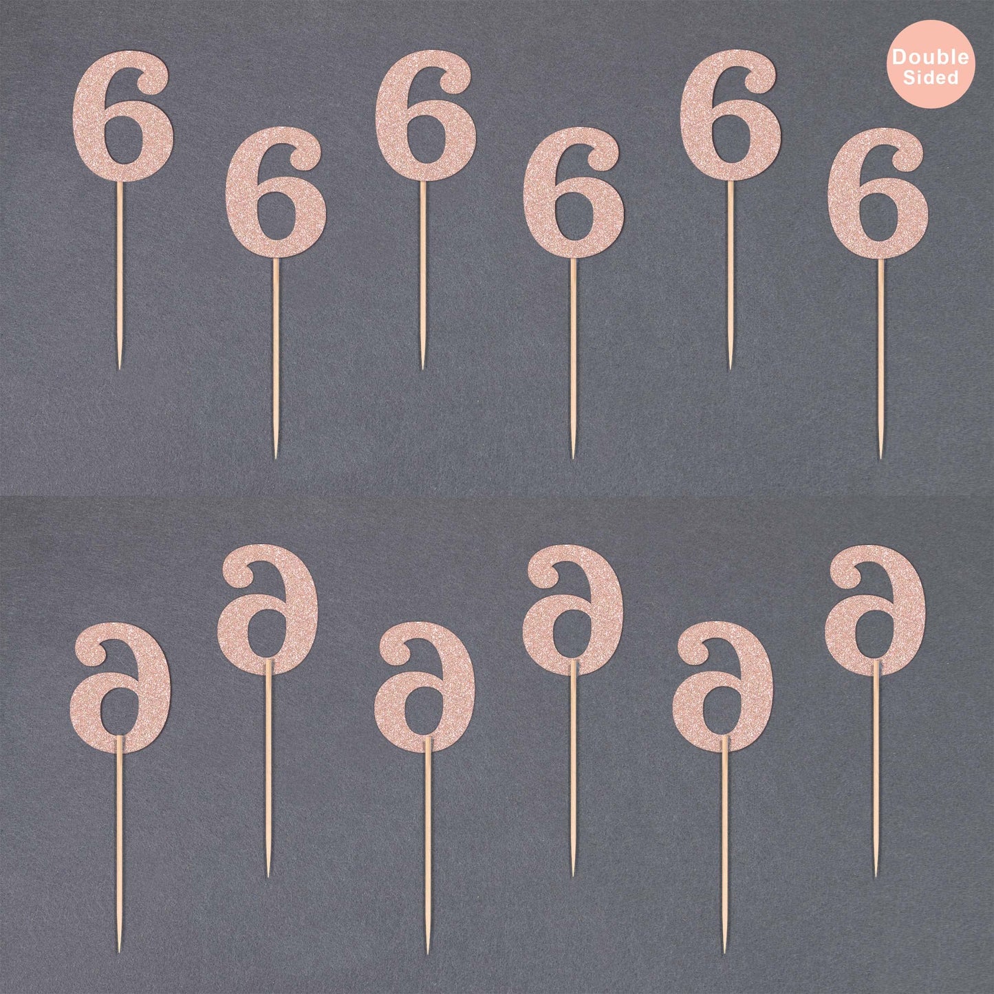 Gexolenu 24 PCS Rose Gold Double-sided 3rd Birthday Cupcake Toppers, Glitter Age THREE Cake Picks Decor, Third Happy Birthday Party Decorations Baby Shower Anniversary Party Supplies BST220