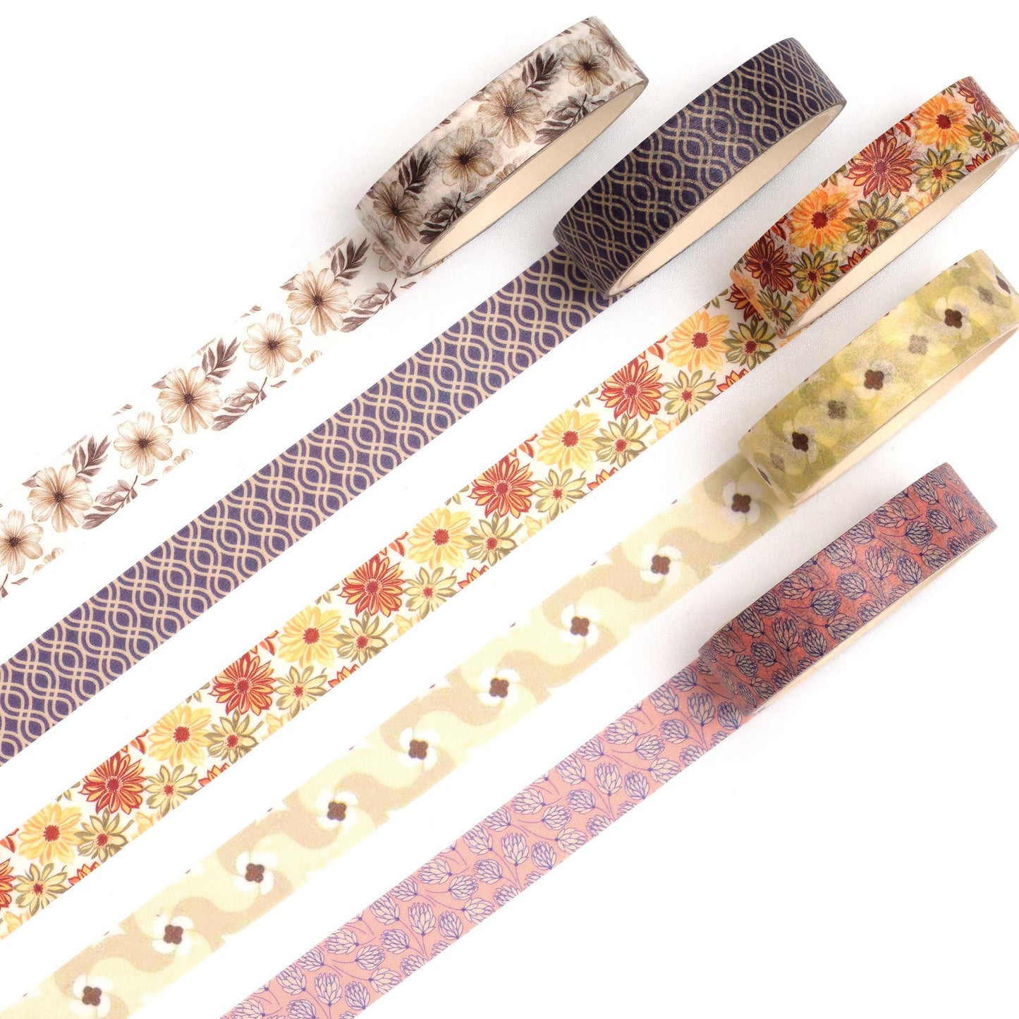 Fantasy Washi Tape Set - 5 Rolls Texture Arts Adhesive Tapes Basic Patterns Decorative Masking Tape Sets for Craft, Kids, Scrapbook, DIY, Gift Wrapping (10-Modern Mosaic) BST220
