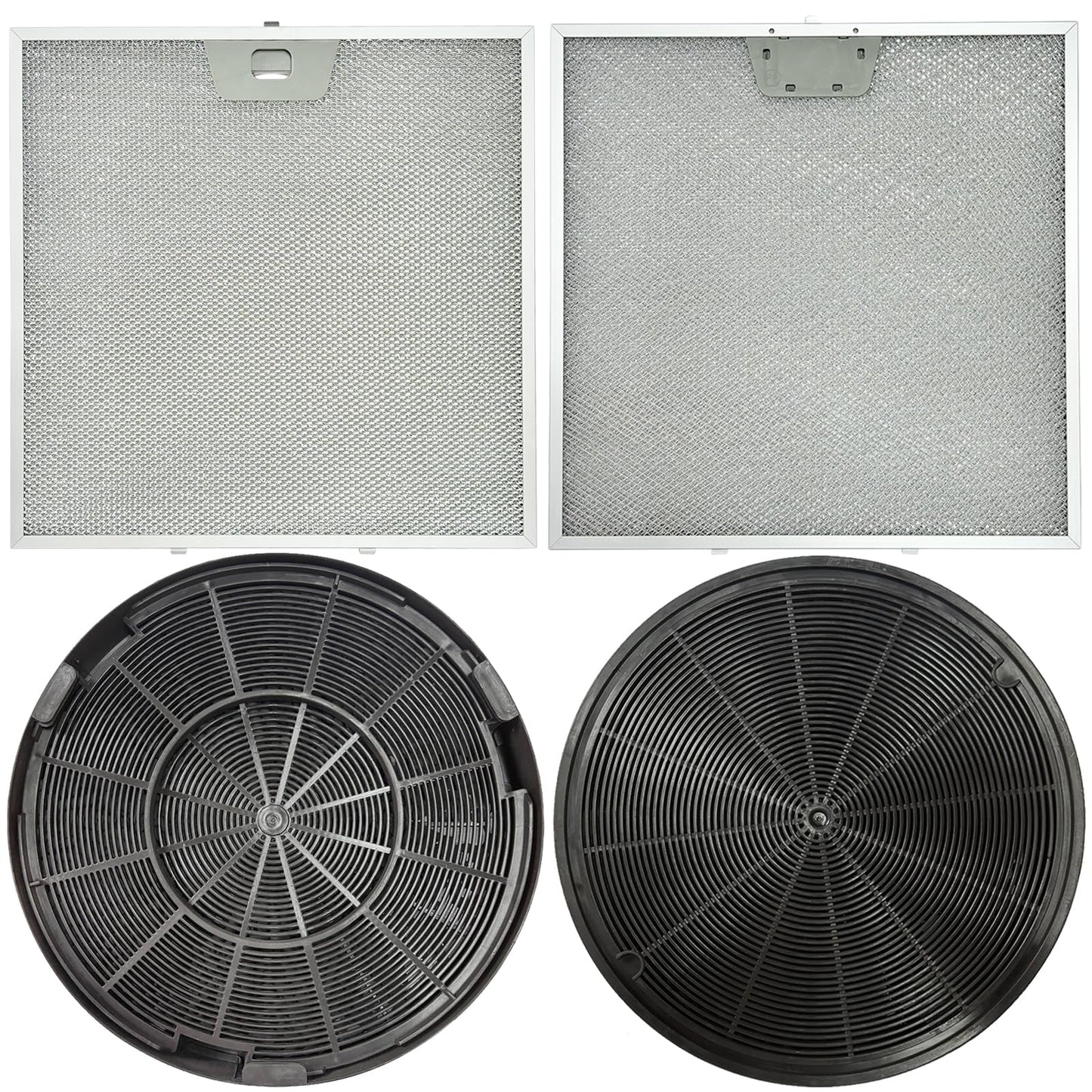 2 Pack WB02X24872 Range Vent Hood Grease Filter & 2 Pack JXCF72 WB02X24842 Charcoal Filter Compatible with GE Range Hoods JVW5301EJ1ES, JVW5301SJ1SS, JVW5301BJ1TS, JVW5301FJ1DS, JVW5301EJ2ES BST220