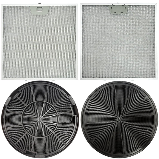 2 Pack WB02X24872 Range Vent Hood Grease Filter & 2 Pack JXCF72 WB02X24842 Charcoal Filter Compatible with GE Range Hoods JVW5301EJ1ES, JVW5301SJ1SS, JVW5301BJ1TS, JVW5301FJ1DS, JVW5301EJ2ES BST220