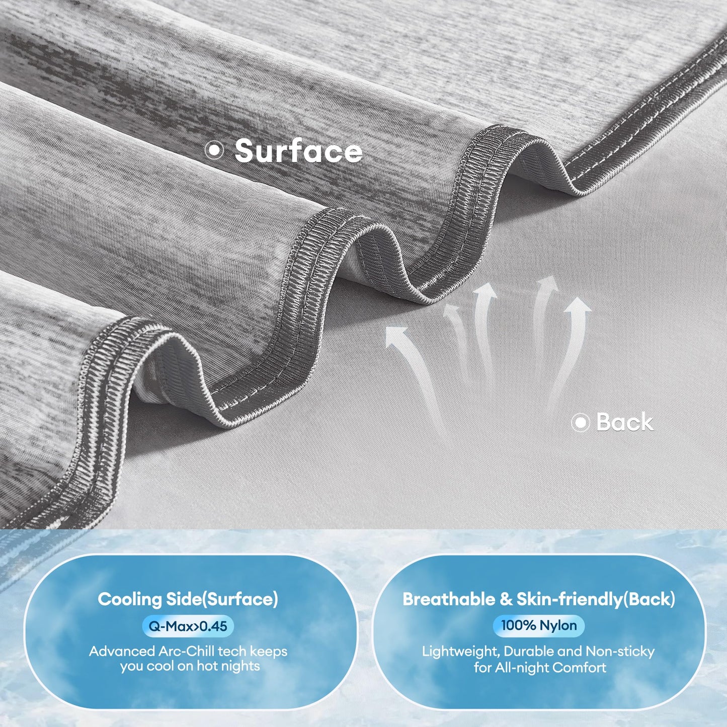 VFROO Cooling Blanket for Hot Sleepers Twin Size 60''×80'', Summer Blanket Thin Lightweight Breathable, Absorbs Sweat Heat to Keep Adults Cool, Cold Blanket for Sleeping on Bed Couch, Grey BST326H