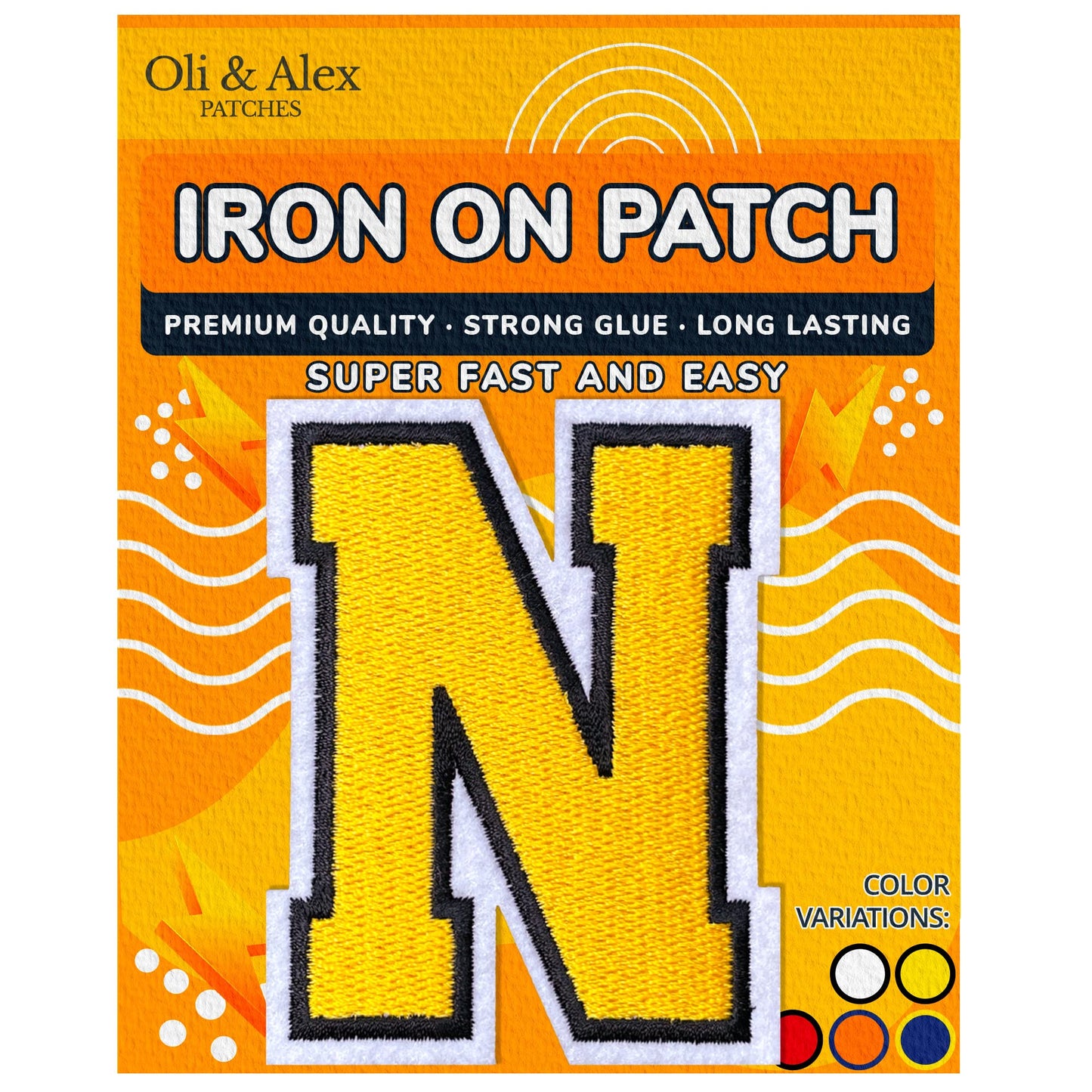 Iron on Letters Patches - Letter Patch for Clothing - Embroidered Patches for Clothes - Embroidery Appliques Team School University - Sew on Appliques 3.26 inch – Yellow, O BST220