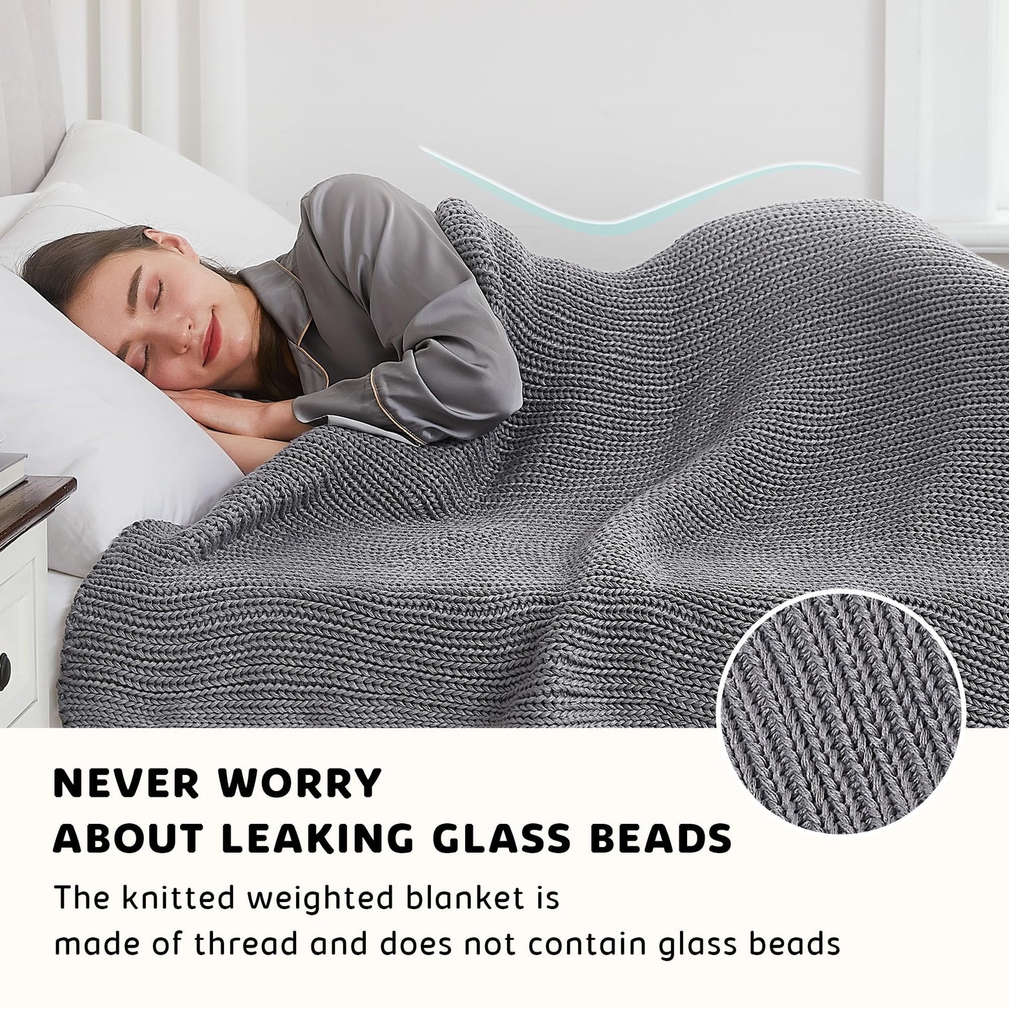 L'AGRATY Knitted Weighted Blanket - 48"x72" 12lbs Cooling Chunky Knit Heavy Blanket for Adults Braided Crochet Throw Thick Cable Yarn Knit Decorative No Beads Evenly Weighted Machine Washable | No Beads Evenly Weighted Machine Washable Chunky Braided Croc