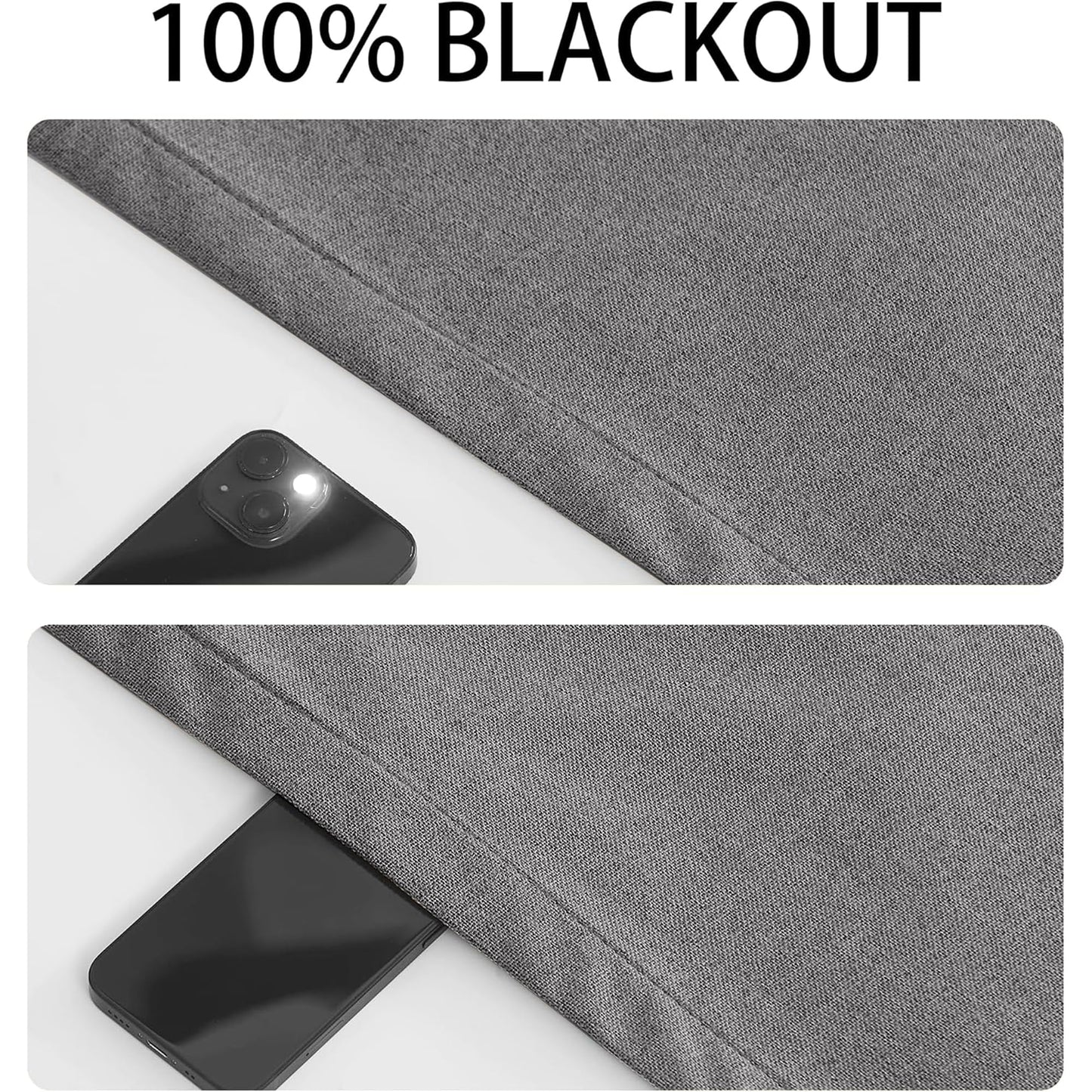 RYB HOME Grey Classroom Door Linen Curtain for Small Window, 100% Blackout Shades Lightweight for French Door Window, W 8 x L 36 Room Darkening Privacy Curtains Tie up Shade, 1 Panel BST220