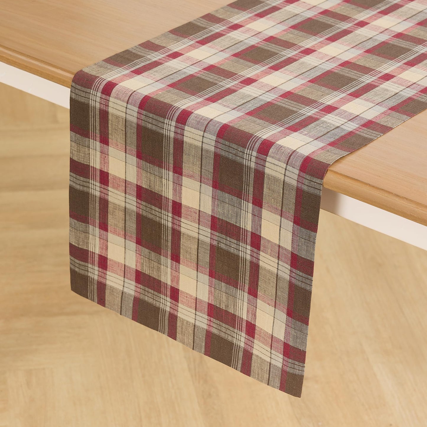 Solino Home 100% Linen Table Runner Multicolor, Rustic Plaid 14 x 72 in | Table Runners for 4-6 seater dining tables, hallway tables and cabinets | Rustic Multicolor | Pure Linen | OEKO-TEX Certified BST326SOLH