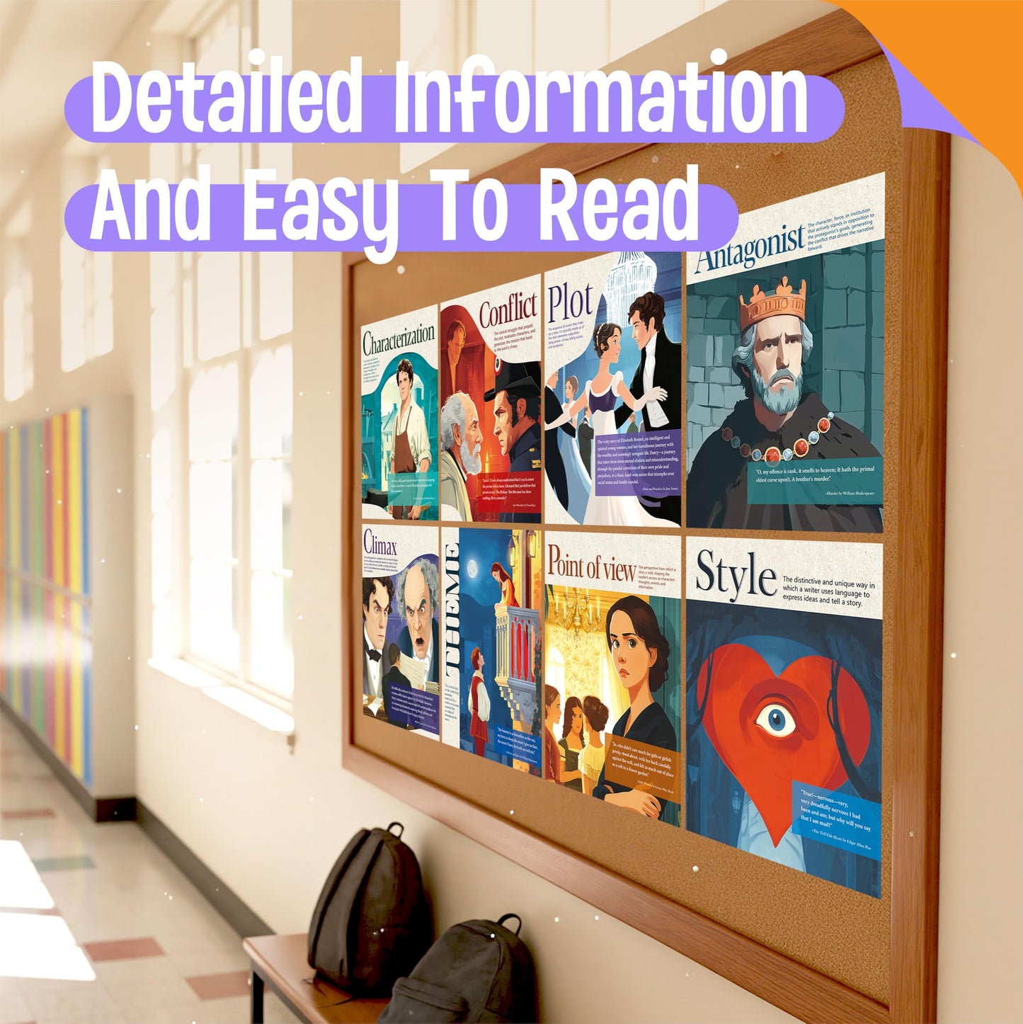 15 Reading Strategy Posters, Thick Water & Tear Resistant English Language Poster, Educational Reading Comprehension Posters for Bulletin Board, Classroom, School Supplies, Wall Decor (14.5” x 11”) BST220