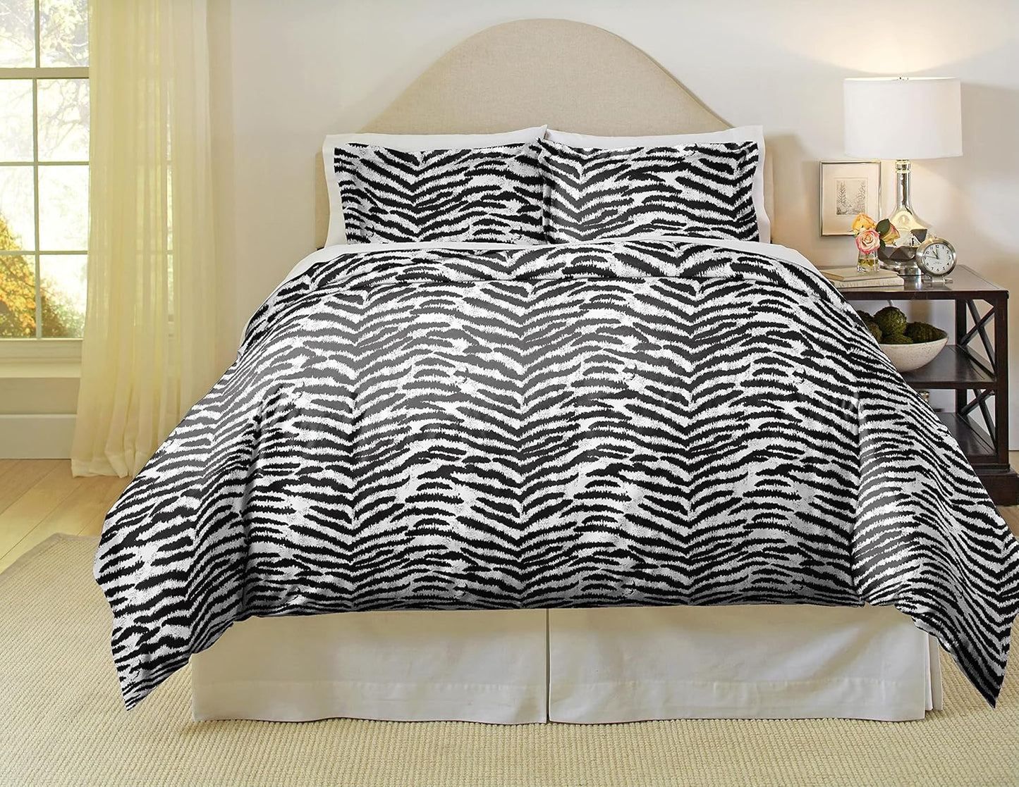 Pointehaven 180 GSM Cotton Flannel Duvet Set - Twin/Twin XL, Zebra 45