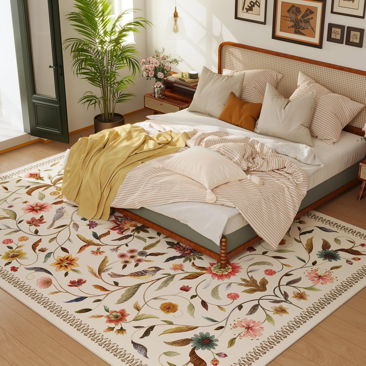 Vintage Medallion Floral Kitchen Runner 2x6, Machine Washable Rug, Soft Low Pile, Non-Slip Carpet for Hallways, Laundry, Bedroom, Bathroom, Entryway | Pink BST220