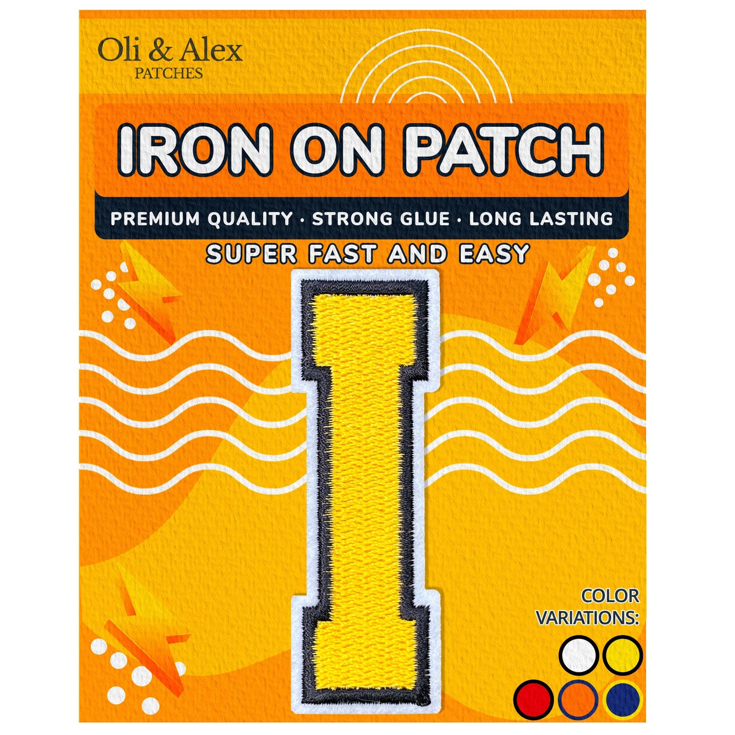 Iron on Letters Patches - Letter Patch for Clothing - Embroidered Patches for Clothes - Embroidery Appliques Team School University - Sew on Appliques 3.26 inch – Yellow, O BST220