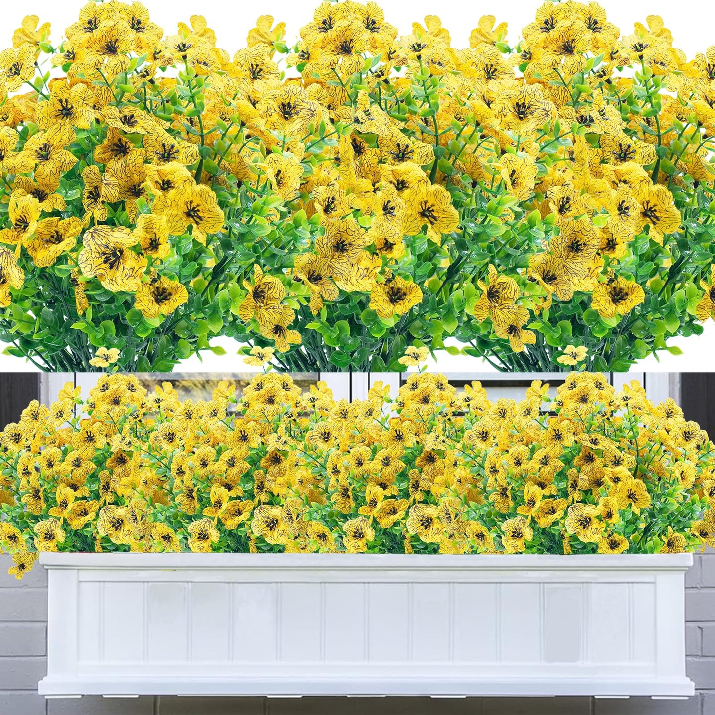8 Bundles Outdoor Artificial Flowers,UV Resistant Fake Flowers Outdoor Plastic Plants Faux Silk Flower for Outside Indoor Decoration(Blue) BST202
