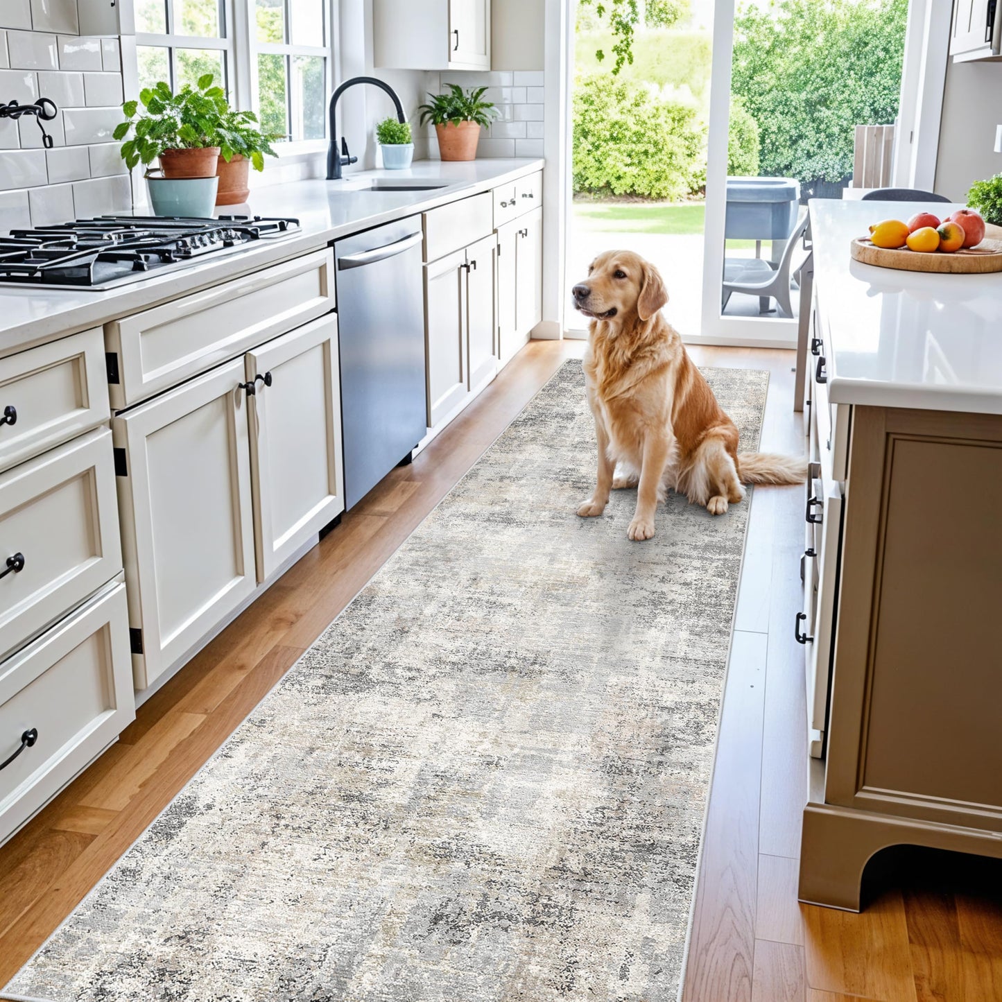 2x3 Washable Entryway Rug – Non-Slip Modern Abstract Neutral Small Throw Area Rug for Kitchen, Bedroom – Soft Low Pile Thin Indoor Door Mat（Black Grey,2x3） BST326H