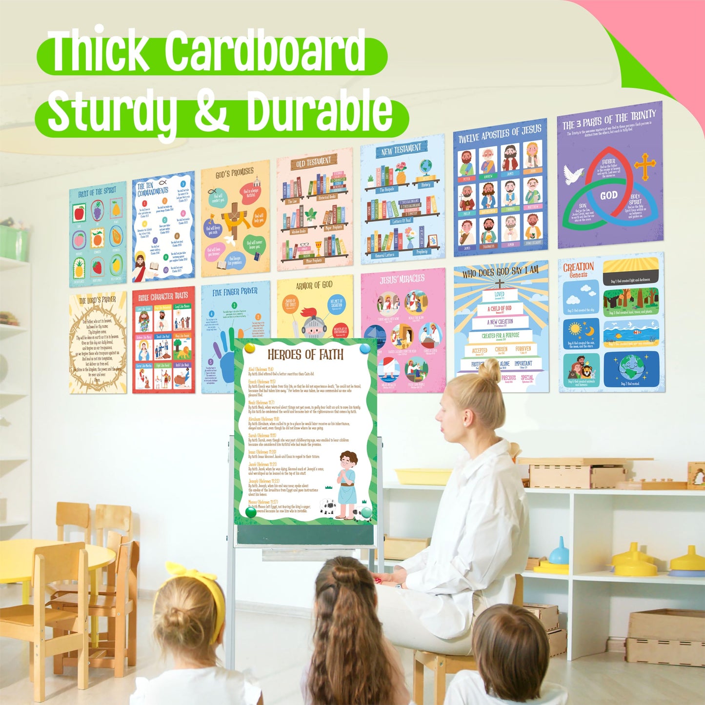 15 Reading Strategy Posters, Thick Water & Tear Resistant English Language Poster, Educational Reading Comprehension Posters for Bulletin Board, Classroom, School Supplies, Wall Decor (14.5” x 11”) BST220