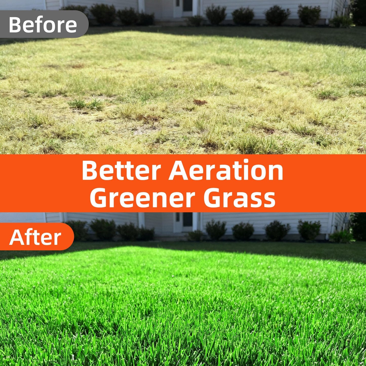 Aerator Lawn Tool - 2-in-1 Reinforced Heavy Duty Manual Lawn Aerator with 15 Spikes, Automatic Dirt and Leaf Clean Design, Adjustable T-Handle (Black)