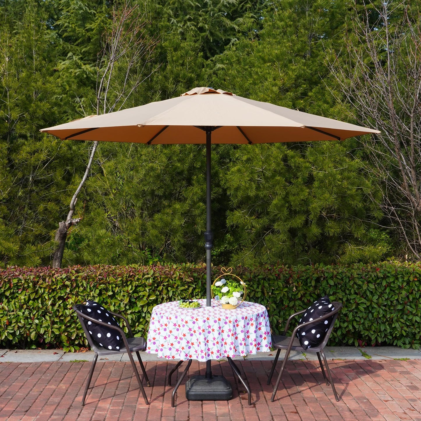 Eternal Beauty 52” Round Tablecloth Waterproof Outdoor Tablecloth with Umbrella Hole Zipper for Spring Summer Patio Picnic Tables (Tropical Palm Leaf) BST326H