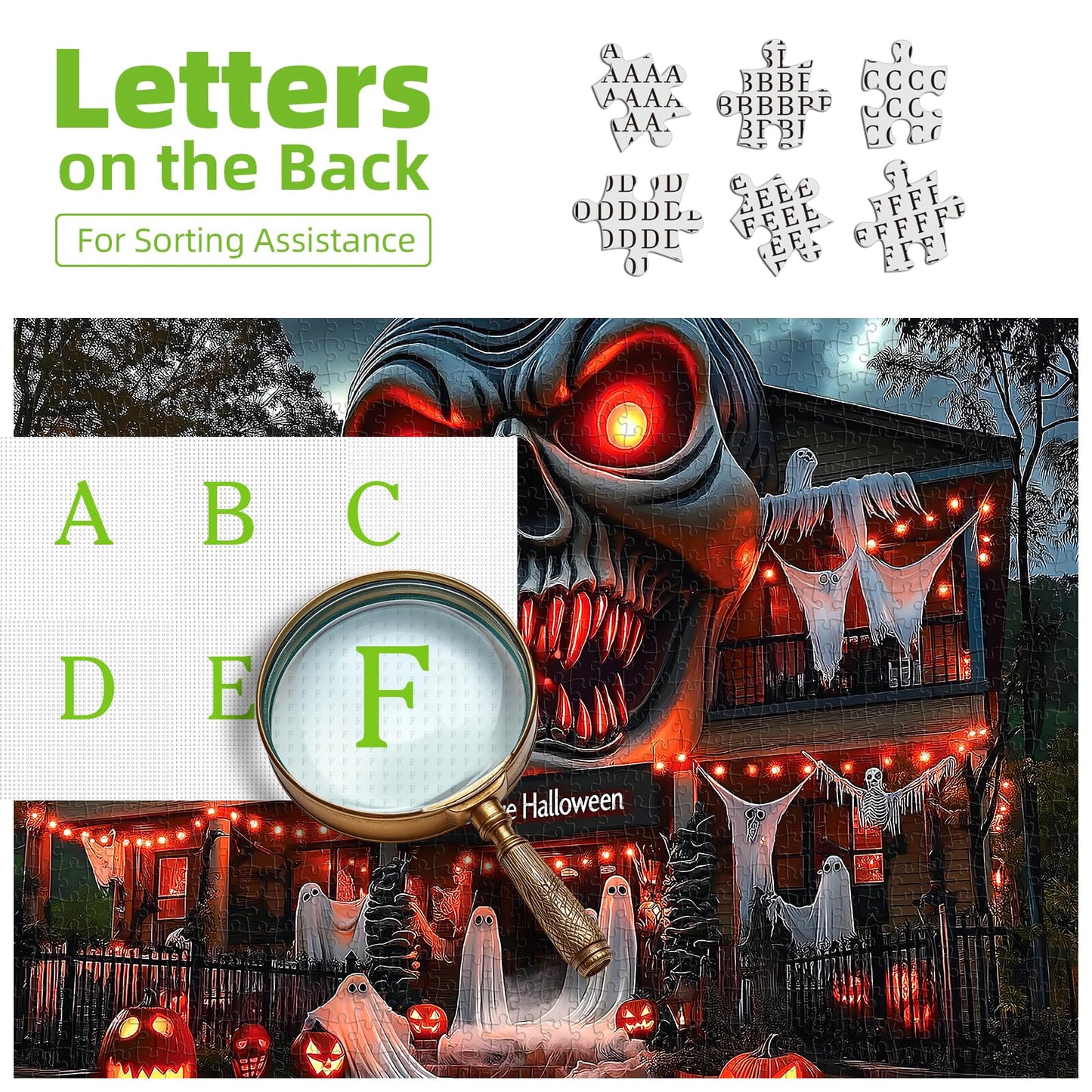 Halloween Puzzle 1000 Pieces for Adults Spooky Scarecrow Farm | Jigsaw Puzzles 1000 Pieces Autumn Horror Spooky with Pumpkin & Ghost Truck for Party Game Night, Dust-Free, 27.5"x19.7" WN420
