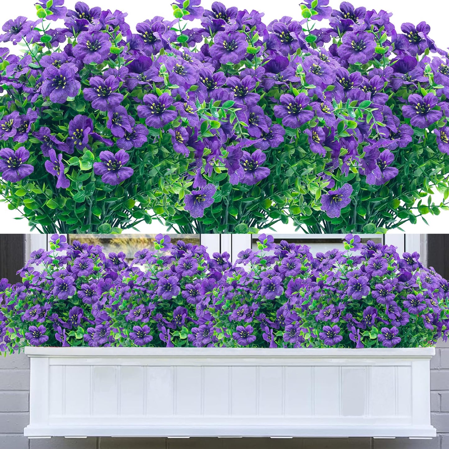 8 Bundles Outdoor Artificial Flowers,UV Resistant Fake Flowers Outdoor Plastic Plants Faux Silk Flower for Outside Indoor Decoration(Blue) BST202