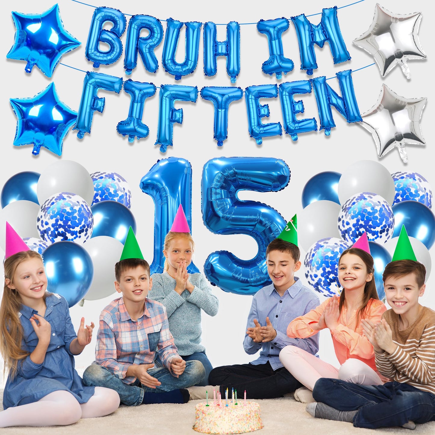9th Birthday Decoration Balloon Banner - 33 Pcs Blue Bruh Im Nine Letter Banners Number 9 Star Foil Latex Balloons for Boys And Girls Happy Birthday Celebration Party Decor Supplies BST326L