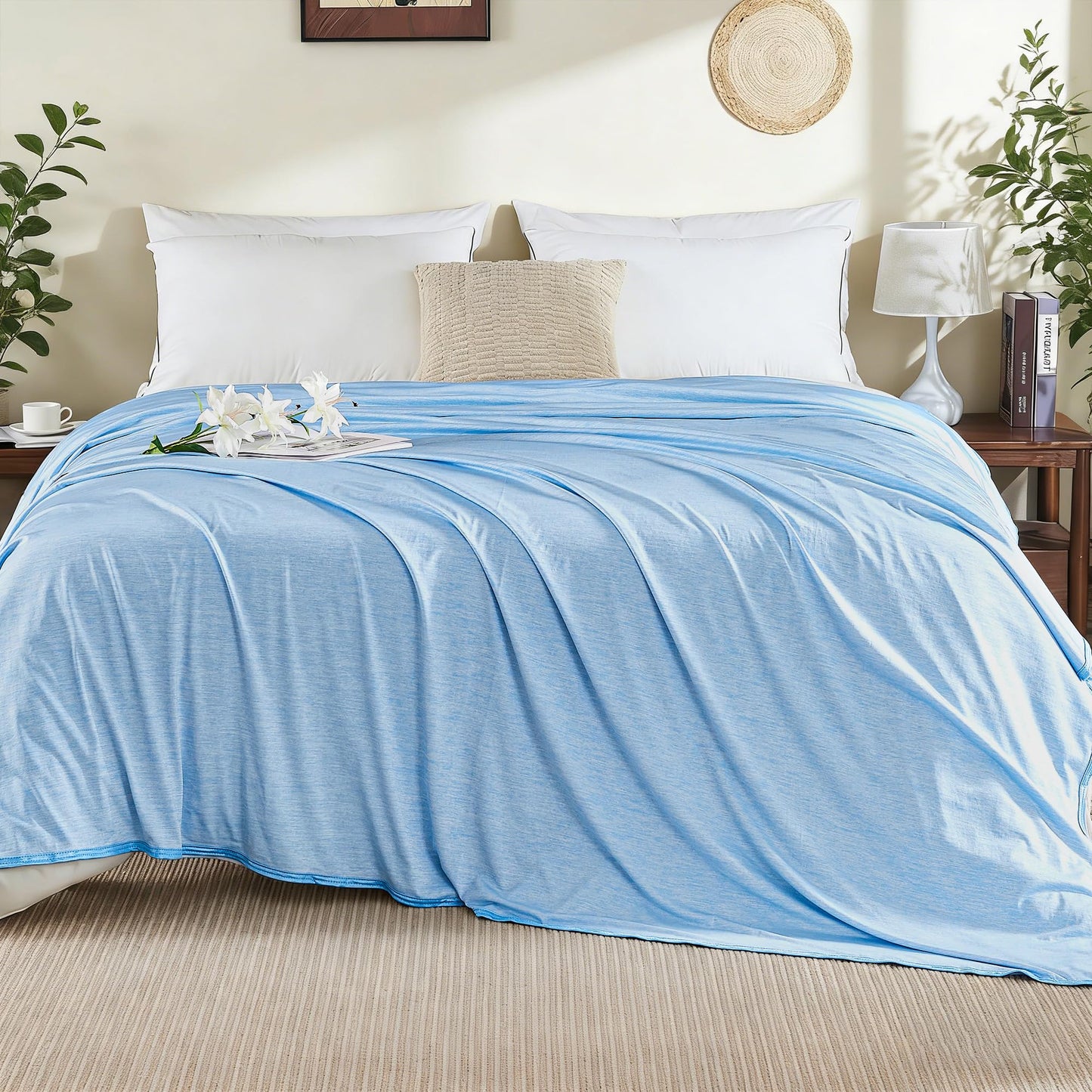 VFROO Cooling Blanket for Hot Sleepers Twin Size 60''×80'', Summer Blanket Thin Lightweight Breathable, Absorbs Sweat Heat to Keep Adults Cool, Cold Blanket for Sleeping on Bed Couch, Grey BST326H
