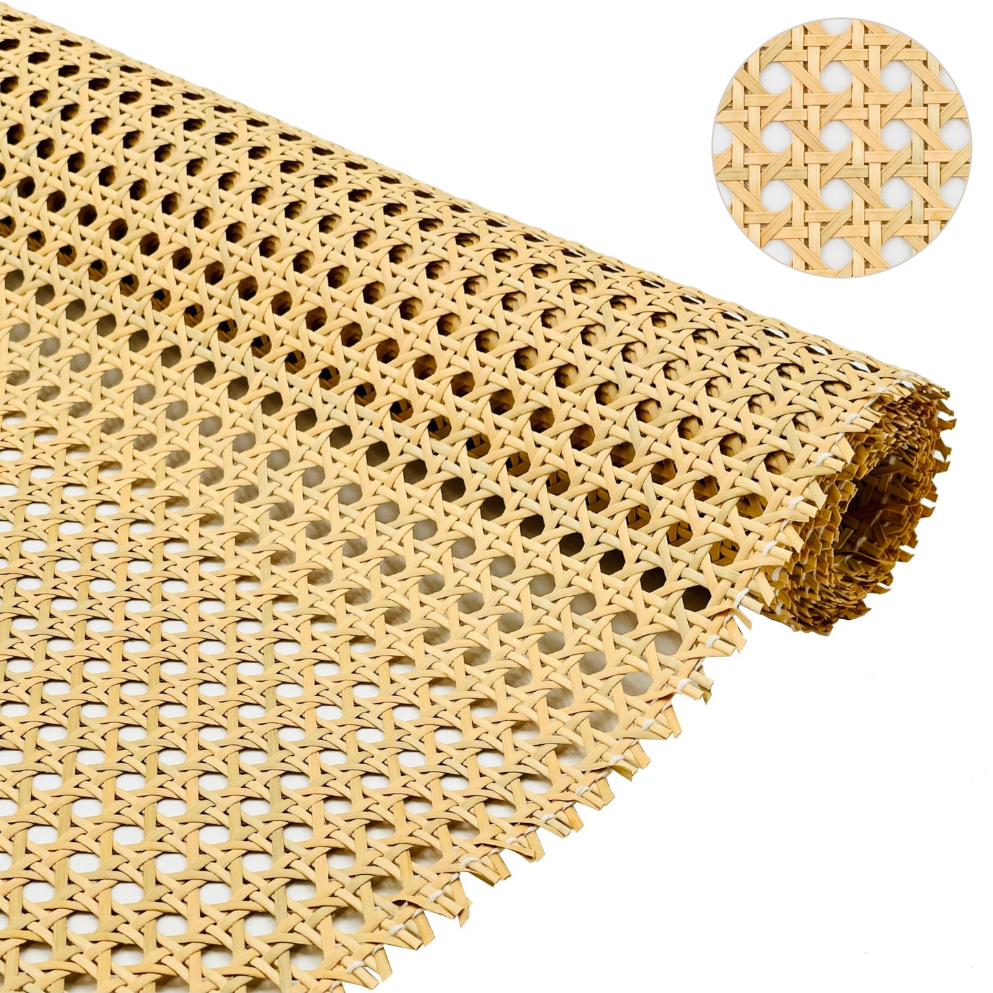 Plastic Rattan Webbing Roll, Handwoven Synthetic Poly Rattan, Faux Cane Mesh-Open Weave, Hexagonal Pattern, for DIY Home Decor Projects incl. Furnitures Chairs Cabinets Beds (16'' x 80'') BST220