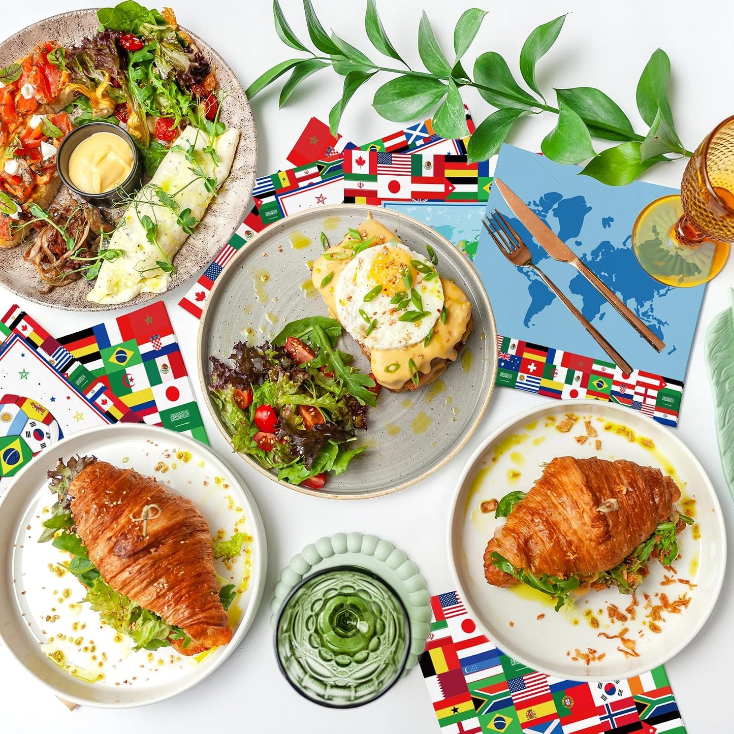 100 Count International Flag Napkins World Flags Party Decorations Disposable Paper Guest Towels for Soccer Sports Gatherings Celebration Kitchen Bathroom Decorations BST202