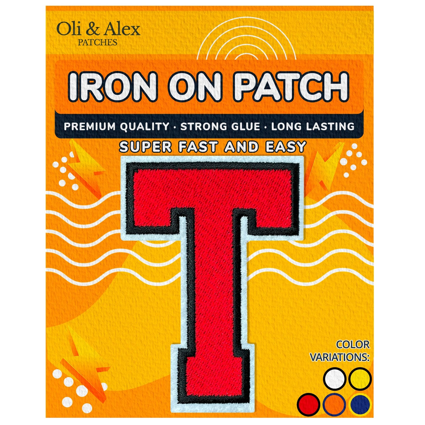 Iron on Letters Patches - Letter Patch for Clothing - Embroidered Patches for Clothes - Embroidery Appliques Team School University - Sew on Appliques 3.26 inch – Yellow, O BST220