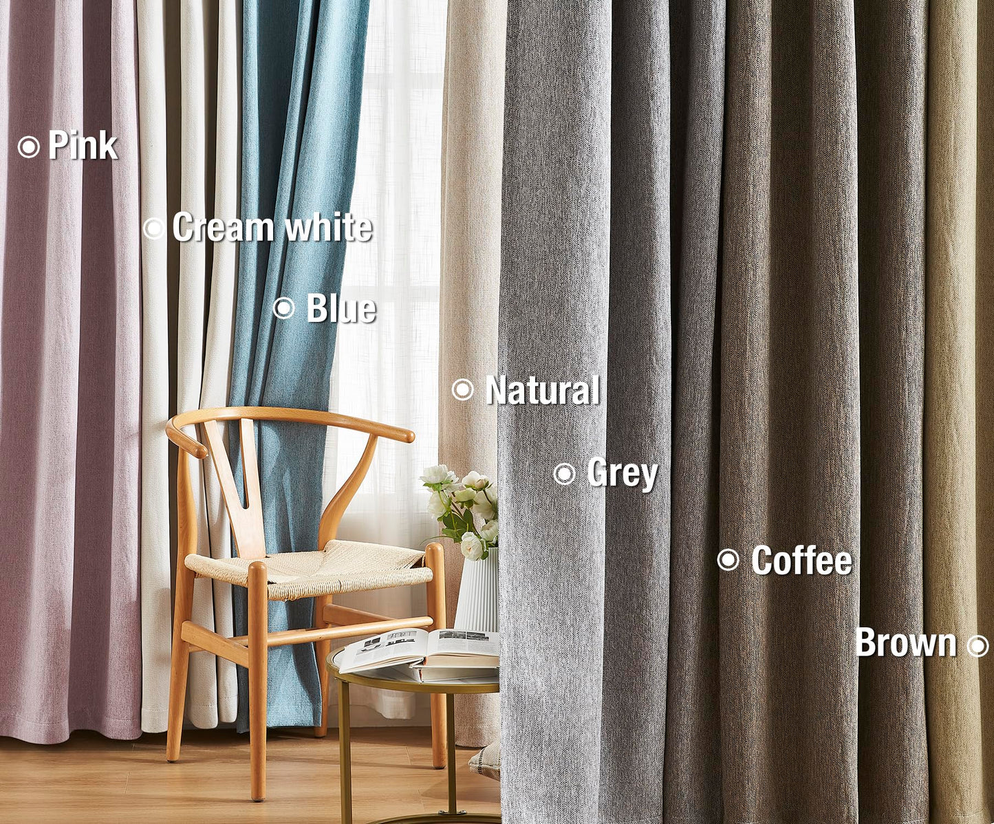 Grey Full Blackout Linen Curtains 84-inch-Long Thermal Insulated Noise Reducing Bedroom Drapes Rustic Farmhouse Triple Weave Window Treatment Set for Theatre, Nursery, 40"x84"x2, Grey BST202