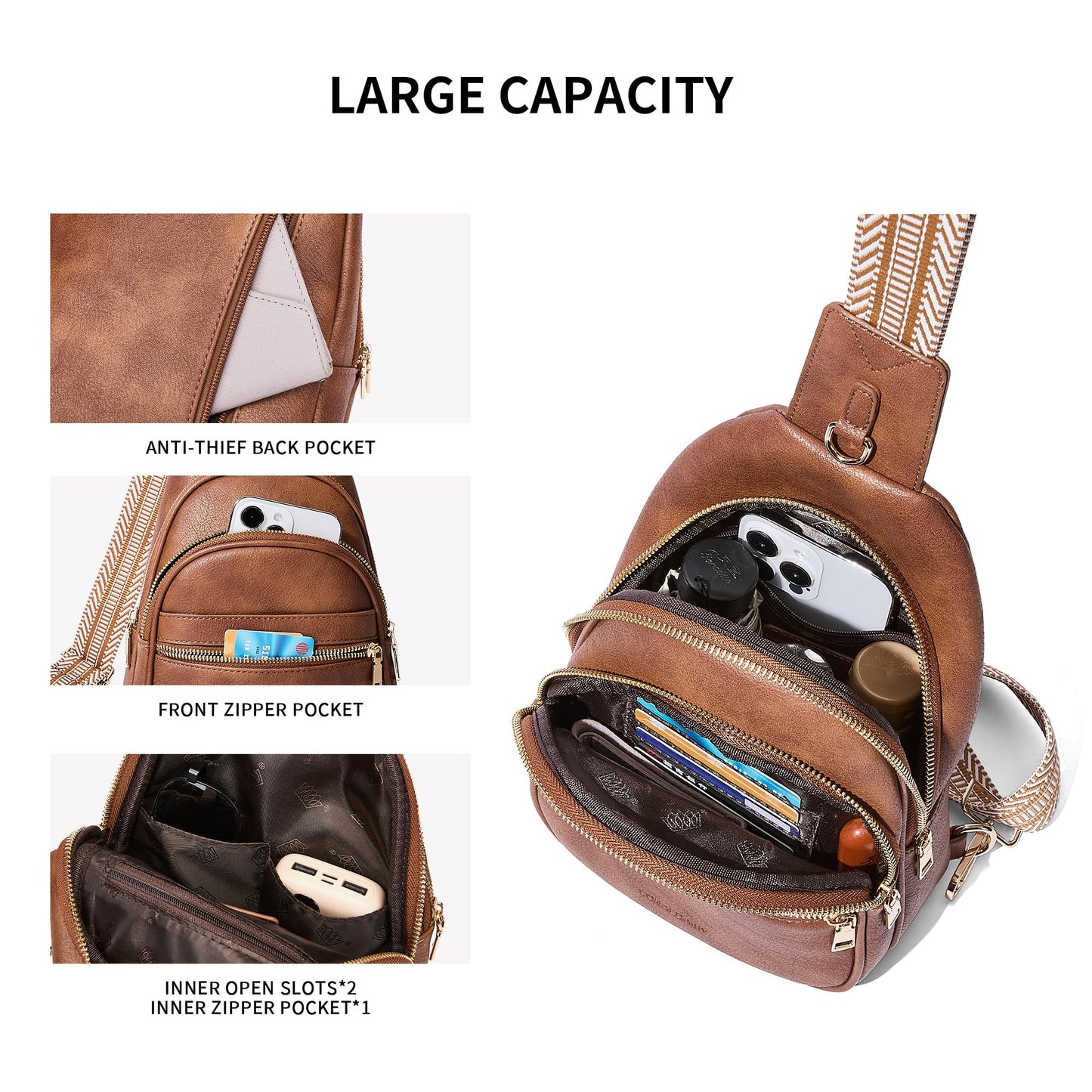 CORALDAISY Crossbody Bags for Women Fanny Pack Sling Bag Crossbody Purse Travel Purses for Women BST220