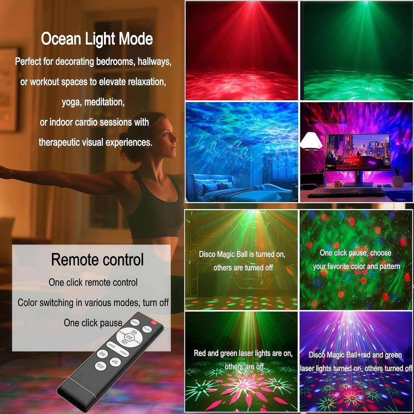 Newly Upgrade 5 in1 Light Projector with RGB disco ball + red light pattern +... 74