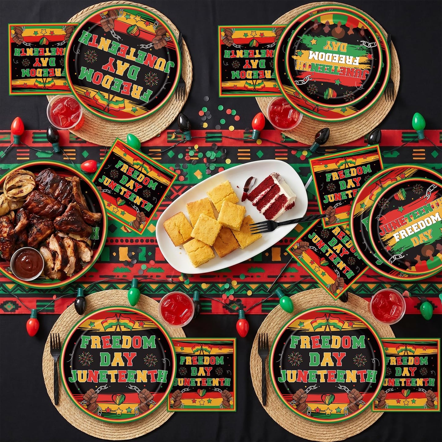 Gameza July Christmas Party Decorations Tableware, 96PCS There's Some Hohoho's in July Disposable Paper Plates and Napkins Decoration, Summer Xmas Beach Forks Decor Supplies Serves 24 BST220