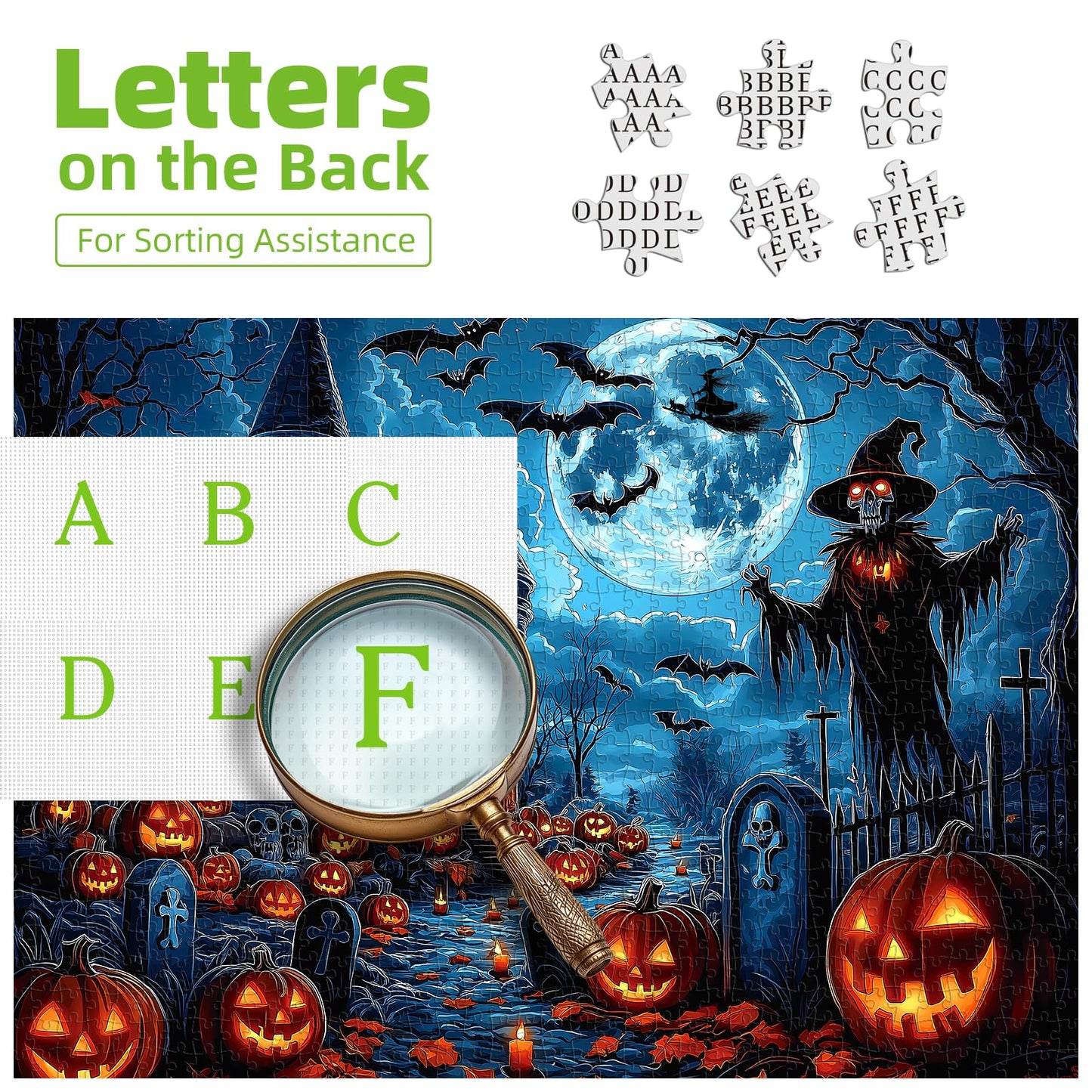 Halloween Puzzle 1000 Pieces for Adults Spooky Scarecrow Farm | Jigsaw Puzzles 1000 Pieces Autumn Horror Spooky with Pumpkin & Ghost Truck for Party Game Night, Dust-Free, 27.5"x19.7" WN420