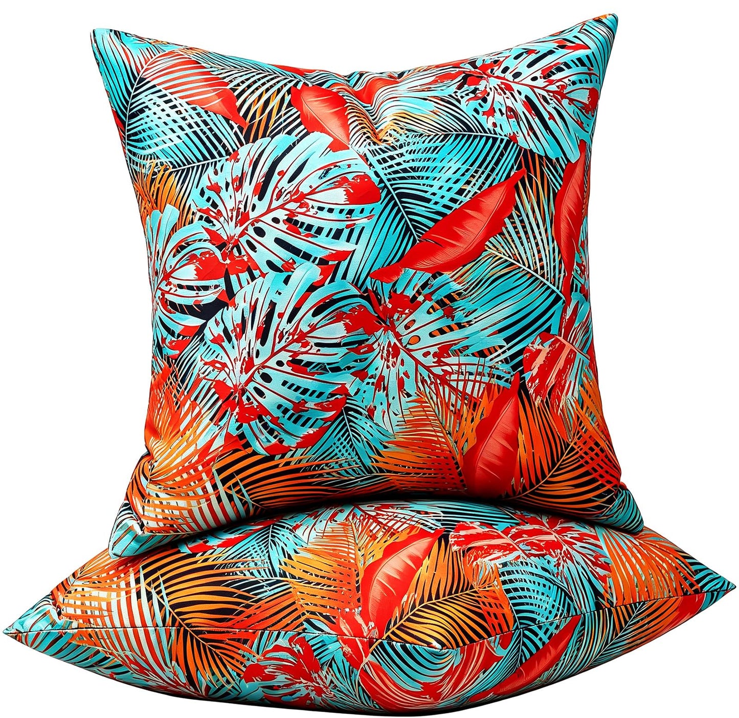 Outdoor Waterproof Pillow Covers Summer Decorative Throw Pillow Covers Tropical Leaf Couch Covers 20x20 Set of 2 Square Outdoor Floral Cushion Cases for Patio Furniture Garden Tent Balcony Bench BST220