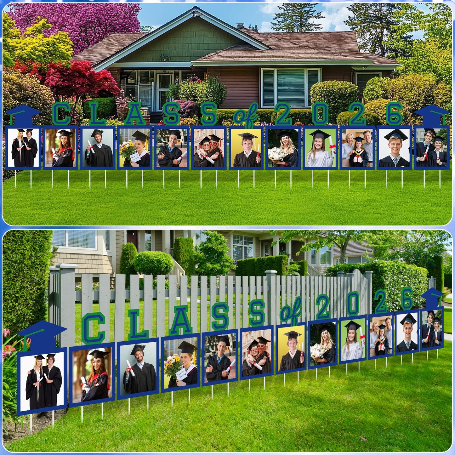12 Pcs Graduation Photo Yard Sign Decorations 2026, K-12 Grade Graduation School Picture Frame Lawn Sign with Stakes for Kindergarten Middle High School Class of 2026 Grad Party Decorations, Red WN420