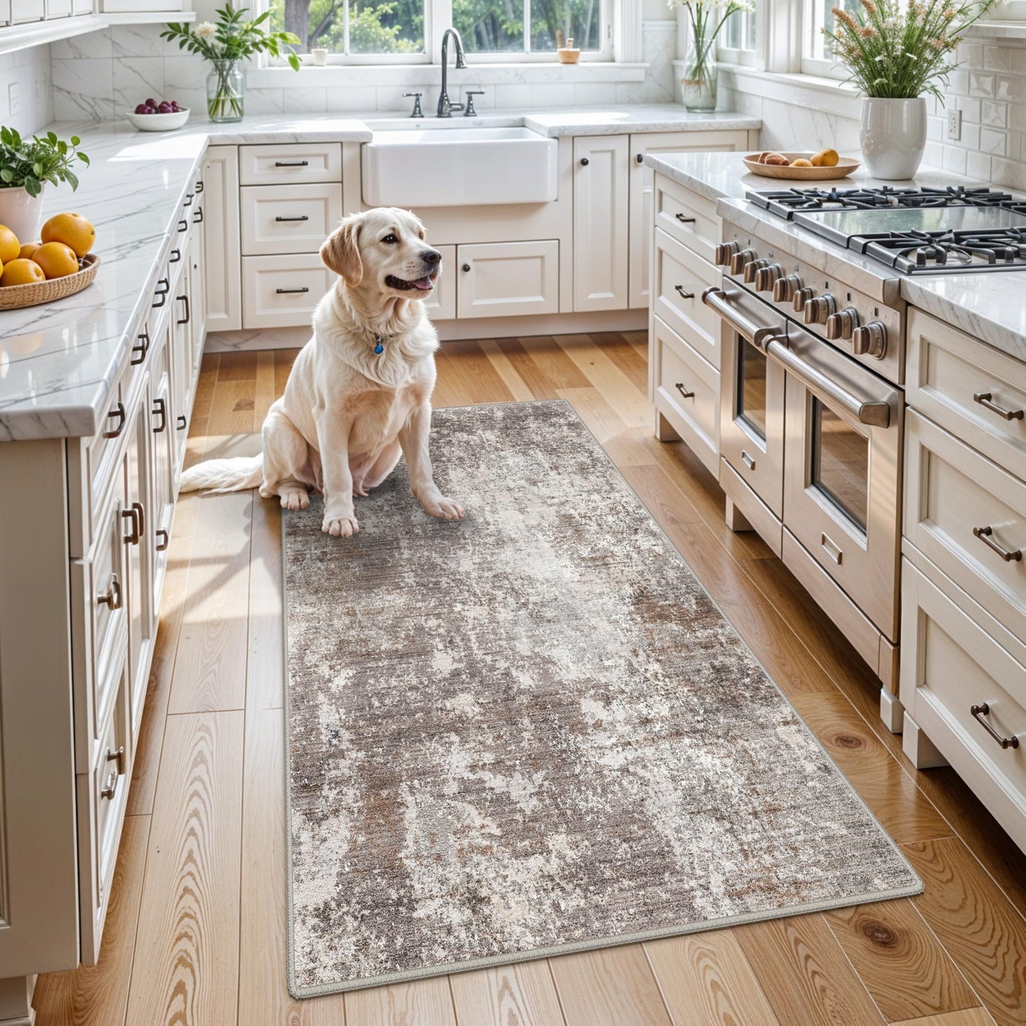 2x3 Washable Entryway Rug – Non-Slip Modern Abstract Neutral Small Throw Area Rug for Kitchen, Bedroom – Soft Low Pile Thin Indoor Door Mat（Black Grey,2x3） BST326H