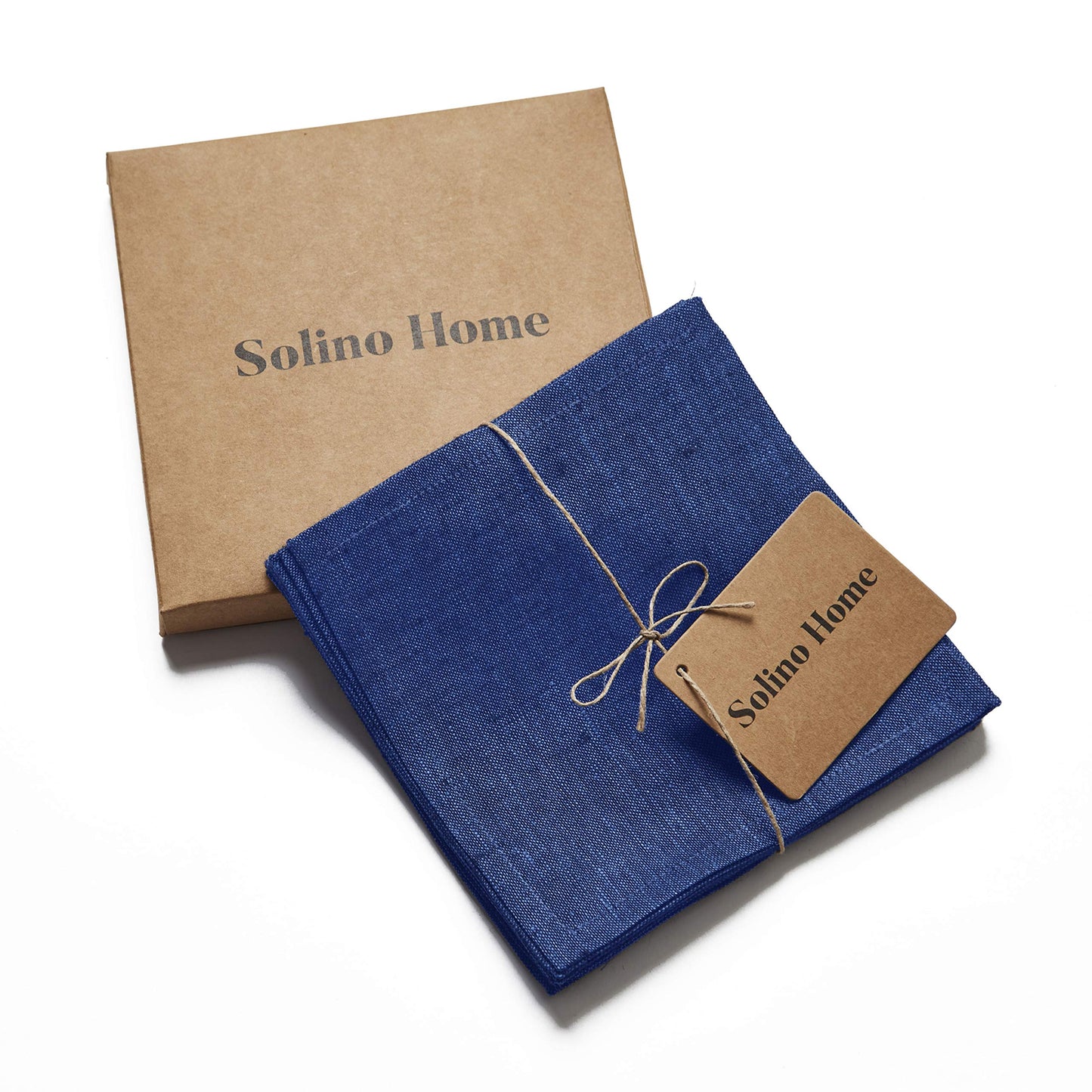 Solino Home 100% Linen Cocktail Napkins Black, Athena 6 x 6 in, Set of 12 | Small Cloth Napkins for cocktails, beverages, coasters and appetizer serving, Chambray Black, Pure Linen, OEKO-TEX Certified BST326SOLH