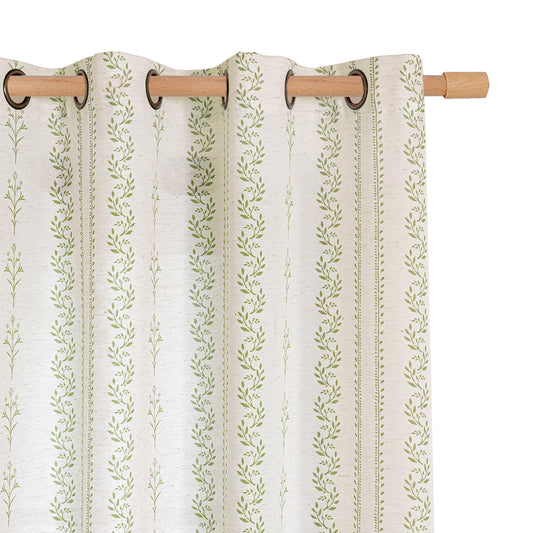 BGment Mustard Yellow Vintage Floral Linen Curtains for Farmhouse - Boho Curtains 90 Inch Long Light Filtering Window Drapes for Country Rustic Living Room, Each 52 Inch Wide, 2 Panels Set BST220
