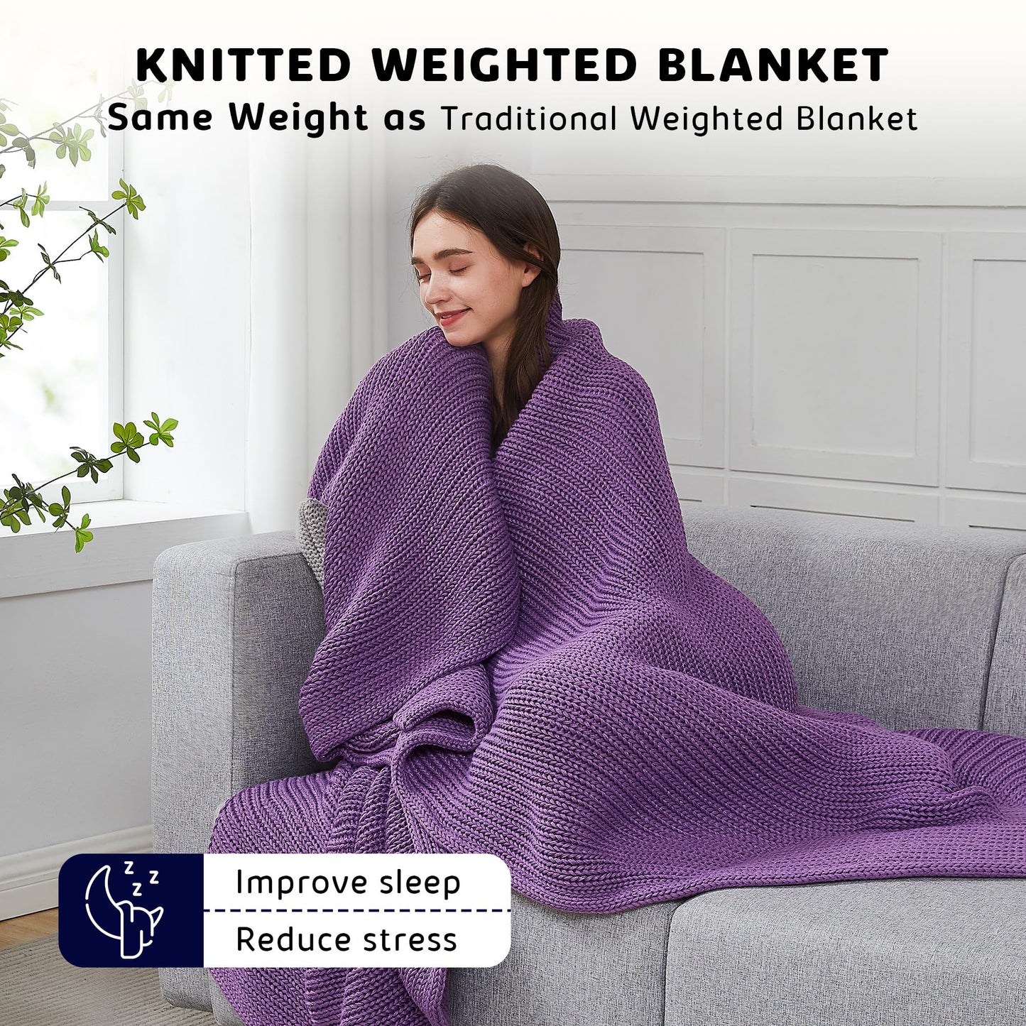 L'AGRATY Knitted Weighted Blanket - 48"x72" 12lbs Cooling Chunky Knit Heavy Blanket for Adults Braided Crochet Throw Thick Cable Yarn Knit Decorative No Beads Evenly Weighted Machine Washable | No Beads Evenly Weighted Machine Washable Chunky Braided Croc