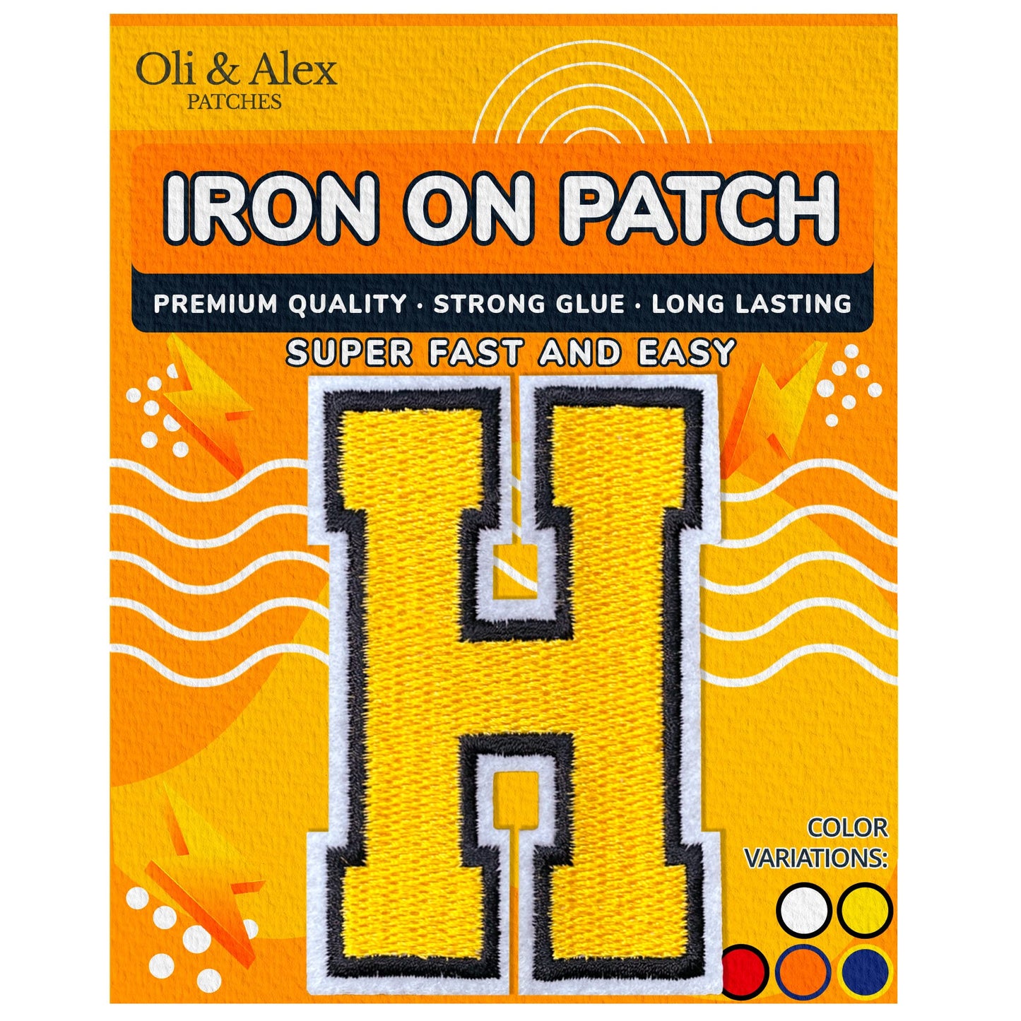 Iron on Letters Patches - Letter Patch for Clothing - Embroidered Patches for Clothes - Embroidery Appliques Team School University - Sew on Appliques 3.26 inch – Yellow, O BST220