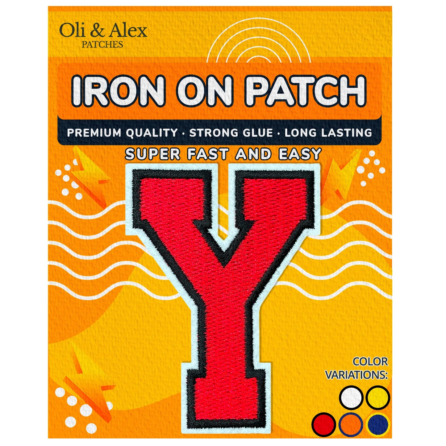 Iron on Letters Patches - Letter Patch for Clothing - Embroidered Patches for Clothes - Embroidery Appliques Team School University - Sew on Appliques 3.26 inch – Yellow, O BST220