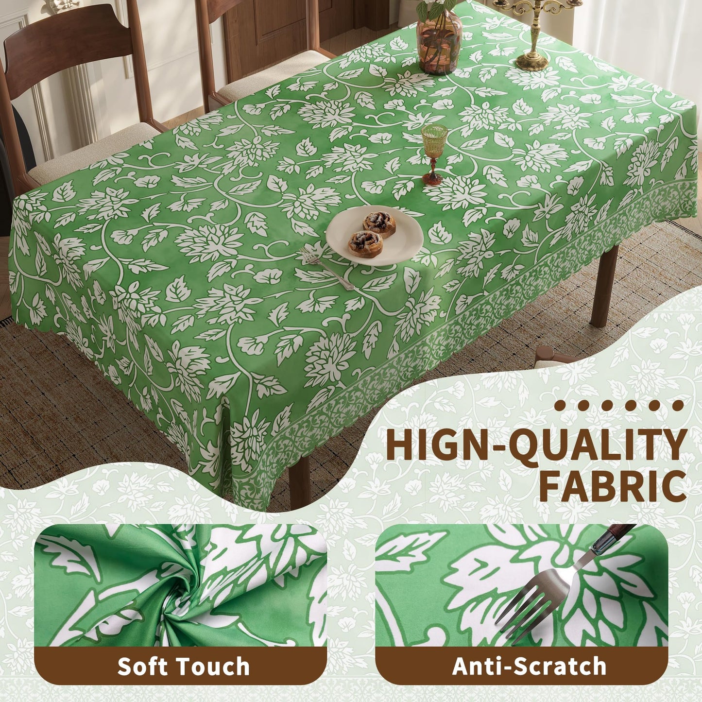 Easter Tablecloth 60x84 Inch Rectangular, Spring Tablecloth, Plaid Bunny Egg Washable Polyester Table Cloth, Fabric Table Cover for Party Picnic Dinner Decor,Easter E BST326H