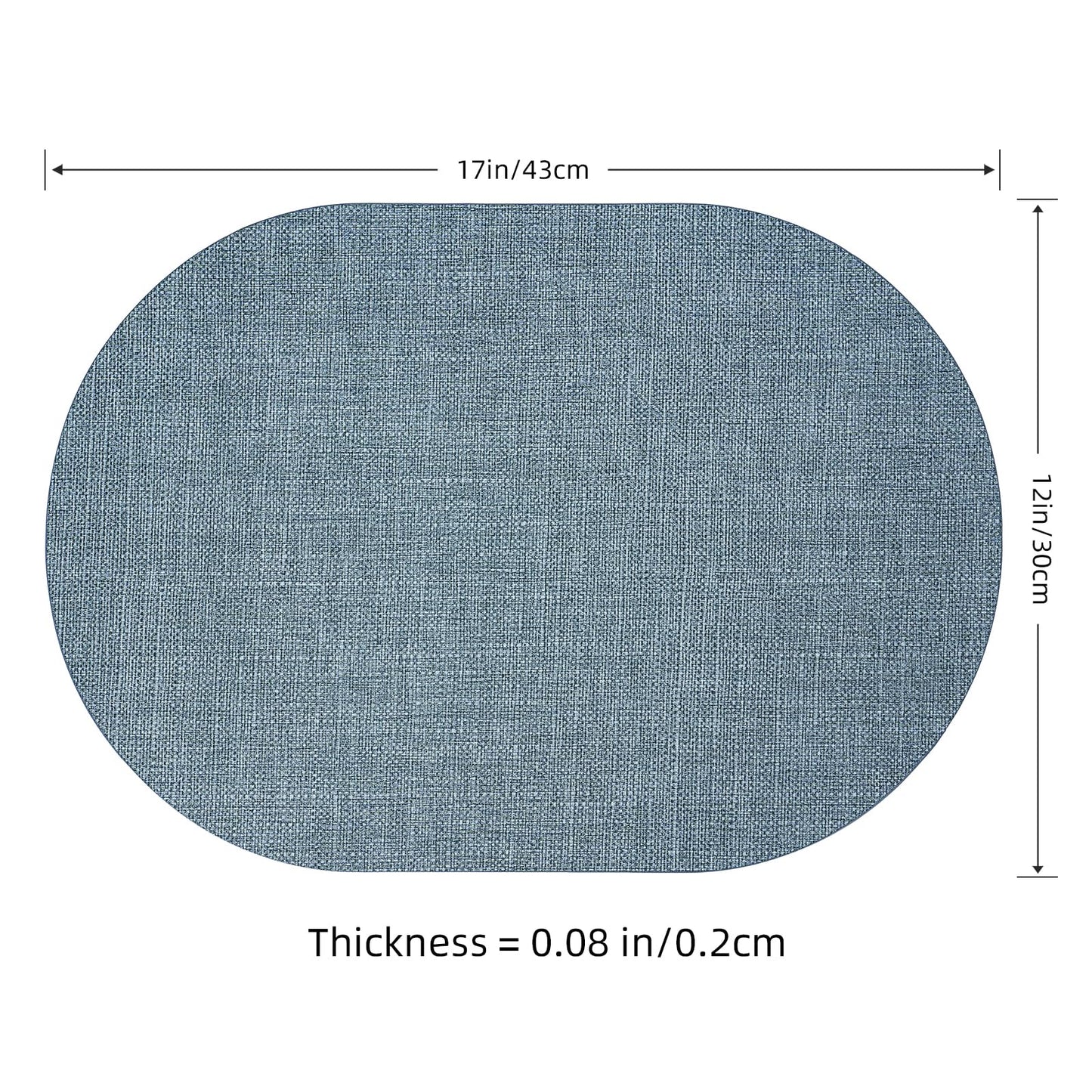 Faux Leather Placemats Set of 6, Wipeable Waterproof Stain Resistant Table Mats, Heat Resistant Thick Placemats with Hand-Painted Edges for Kitchen Dining, Imitative Linen Texture, Various Shapes BST326H