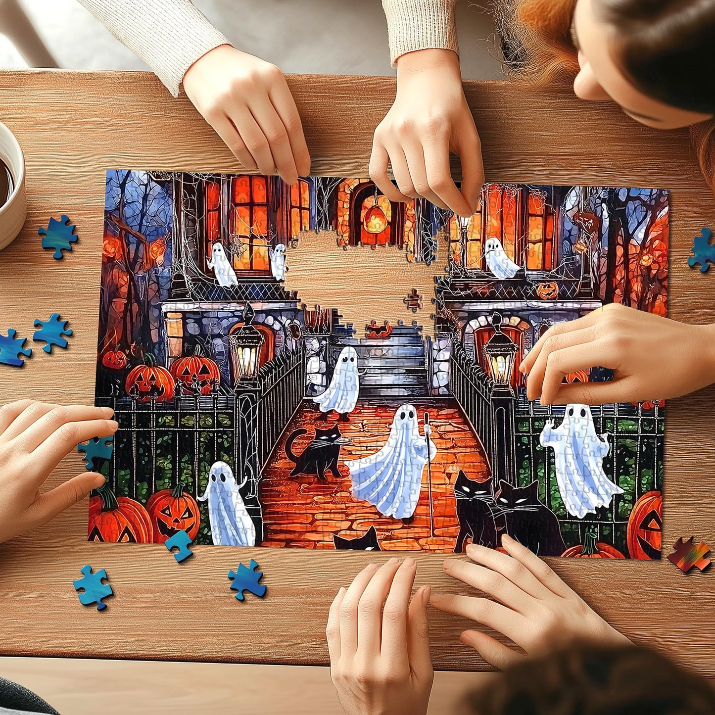Halloween Puzzle 1000 Pieces for Adults Spooky Scarecrow Farm | Jigsaw Puzzles 1000 Pieces Autumn Horror Spooky with Pumpkin & Ghost Truck for Party Game Night, Dust-Free, 27.5"x19.7" WN420