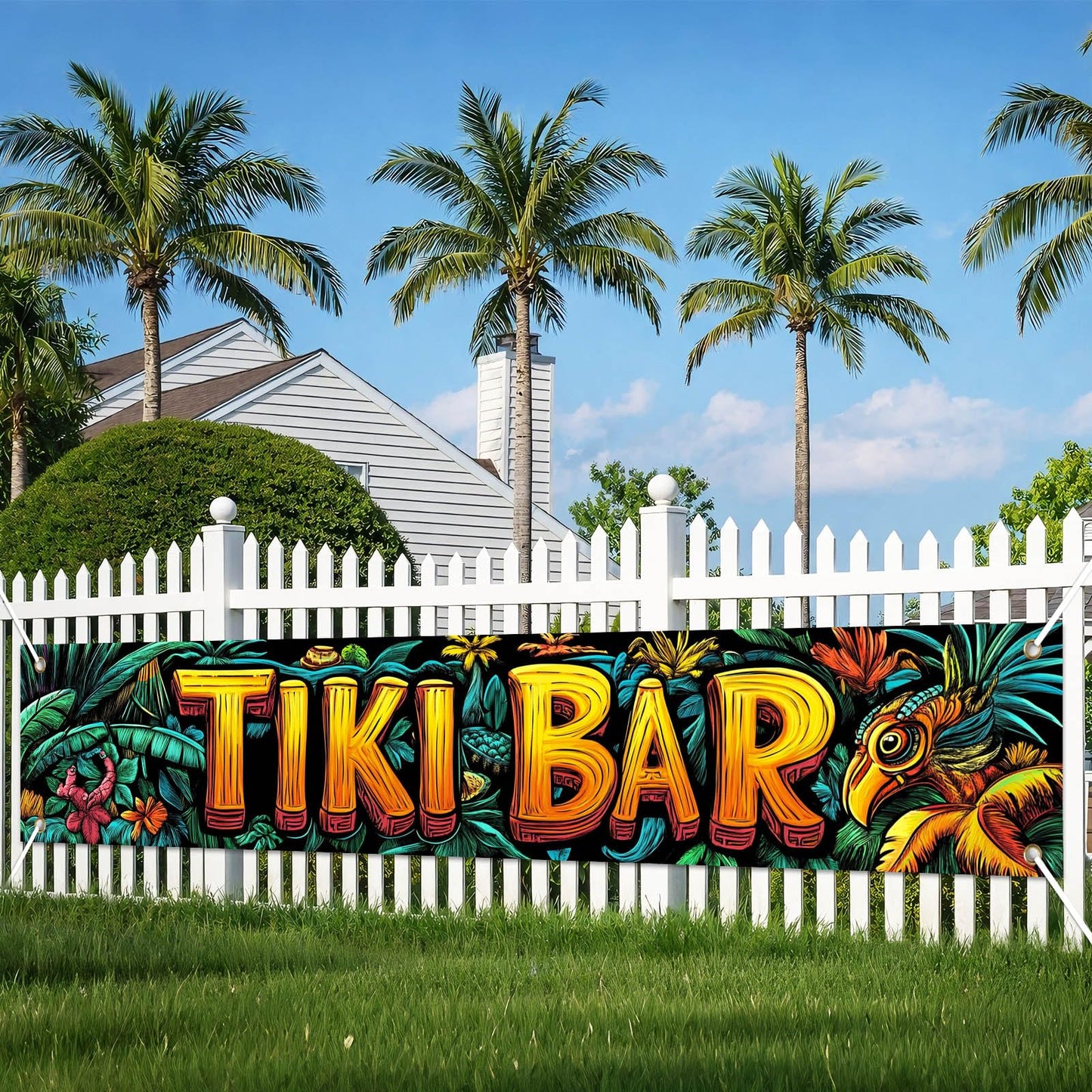 BlissYard Hello Summer Banner 118 x 20 Inch Pool Party Decorations Beach Surfboard Watermelon Tropical Fence Sign Hawaiian Luau Outdoor Backyard Wall Decor BST220