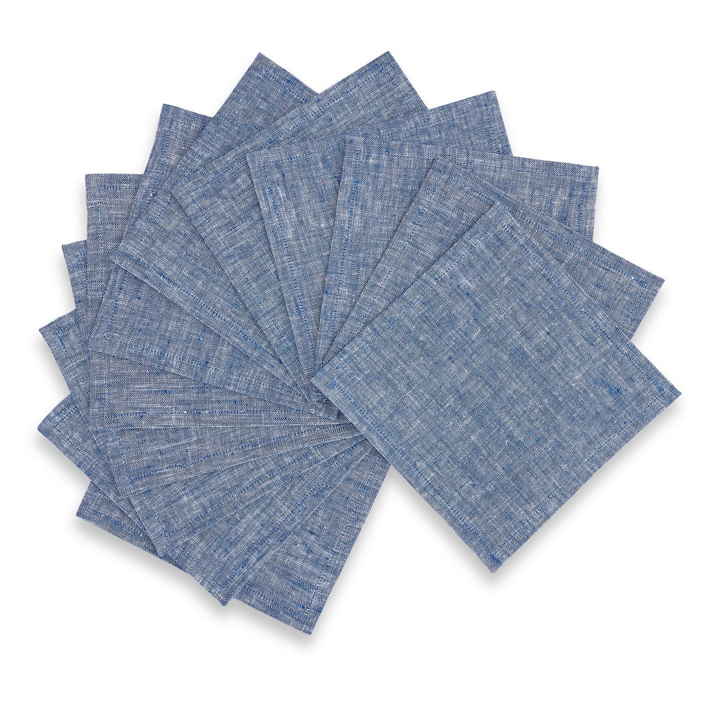 Solino Home 100% Linen Cocktail Napkins Black, Athena 6 x 6 in, Set of 12 | Small Cloth Napkins for cocktails, beverages, coasters and appetizer serving, Chambray Black, Pure Linen, OEKO-TEX Certified BST326SOLH