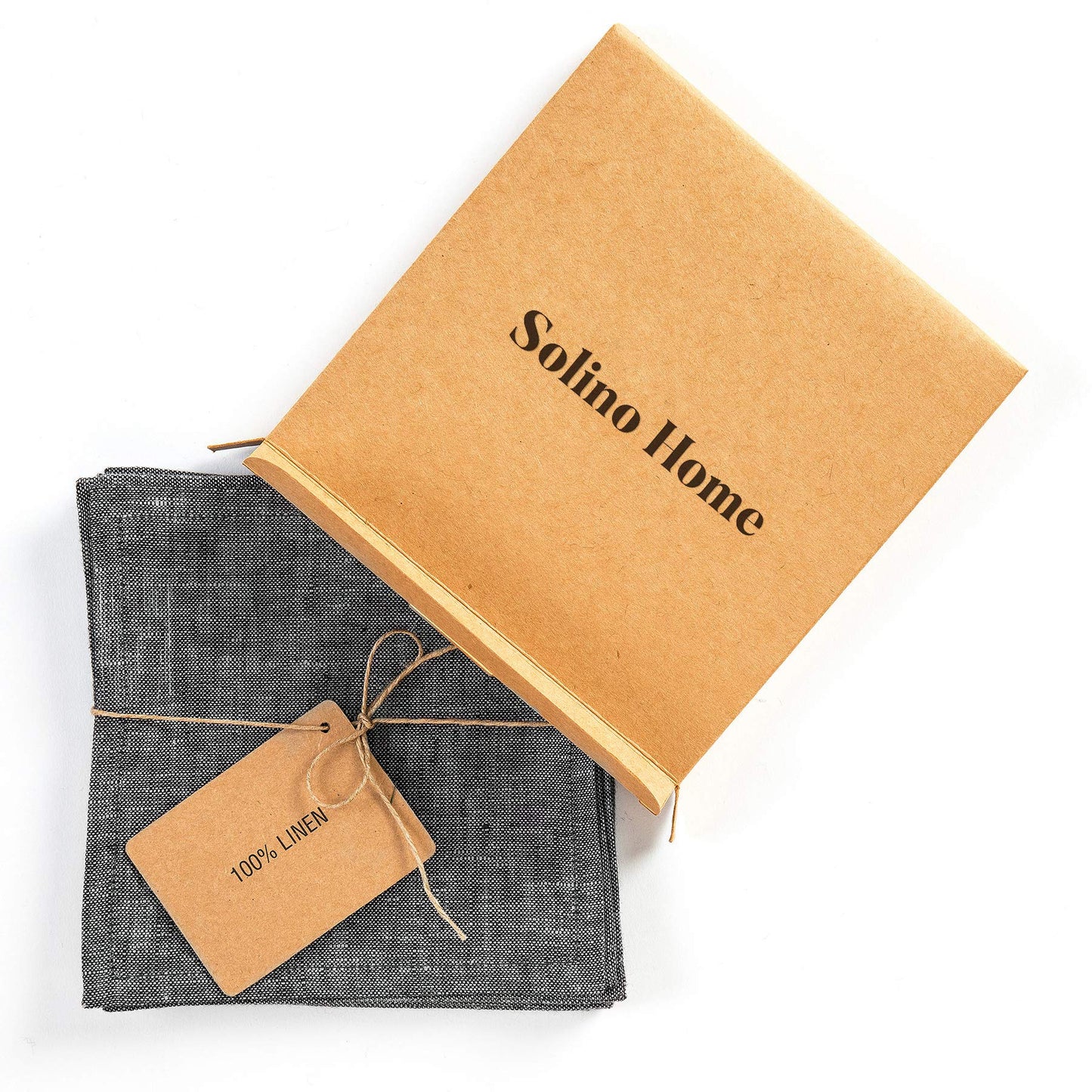 Solino Home 100% Linen Cocktail Napkins Black, Athena 6 x 6 in, Set of 12 | Small Cloth Napkins for cocktails, beverages, coasters and appetizer serving, Chambray Black, Pure Linen, OEKO-TEX Certified BST326SOLH