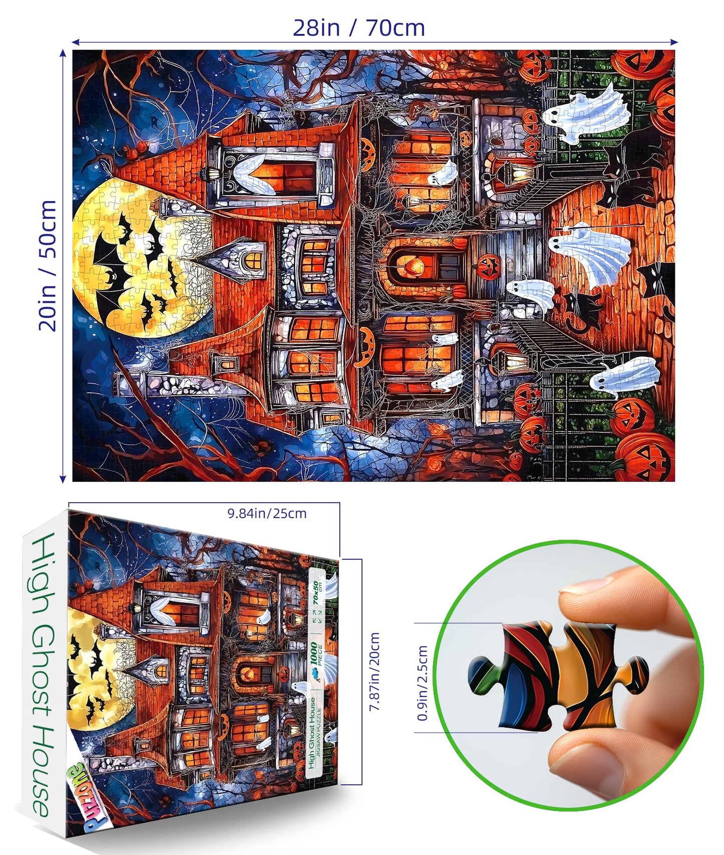 Halloween Puzzle 1000 Pieces for Adults Spooky Scarecrow Farm | Jigsaw Puzzles 1000 Pieces Autumn Horror Spooky with Pumpkin & Ghost Truck for Party Game Night, Dust-Free, 27.5"x19.7" WN420