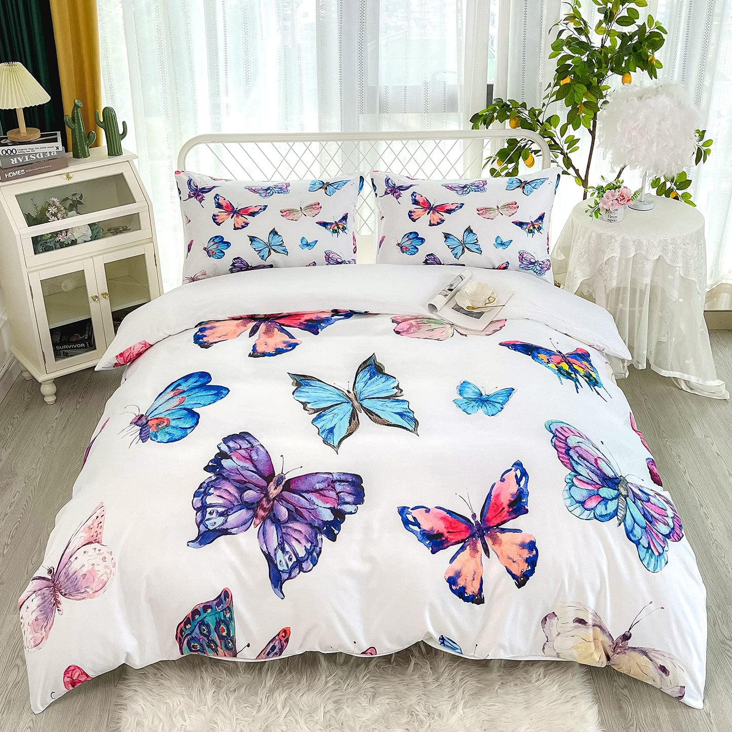 CVHOUSE Deer Hunting Duvet Cover Full Size,American Flag Bedding Set,Deer Theme Comforter for Boys Kids Teens,1 2 Pillowcases 3 Piece Full 79'x89' BST220
