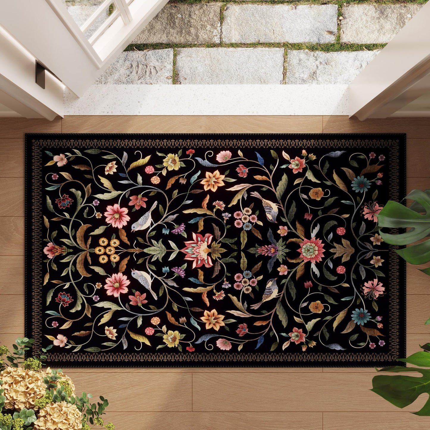 Vintage Medallion Floral Kitchen Runner 2x6, Machine Washable Rug, Soft Low Pile, Non-Slip Carpet for Hallways, Laundry, Bedroom, Bathroom, Entryway | Pink BST220