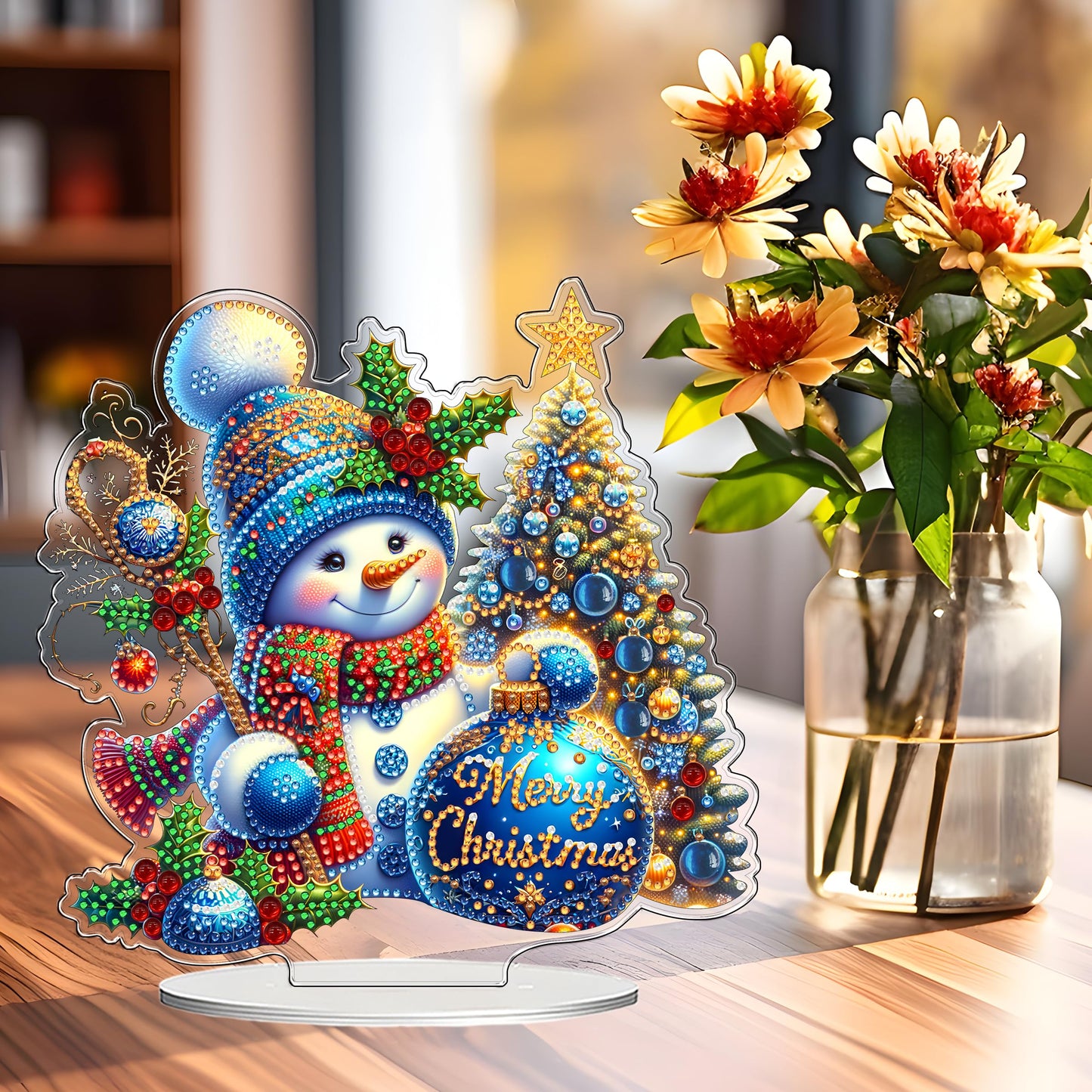 JJFox DIY 5D Tabletop Diamond Art Painting Kit， Desktop Ornament Special Shaped Rhinestone Desk Placement Ornament，Home Office Stand Up Gem Painting Craft Kit，Gift (Father Christmas-2) BST202