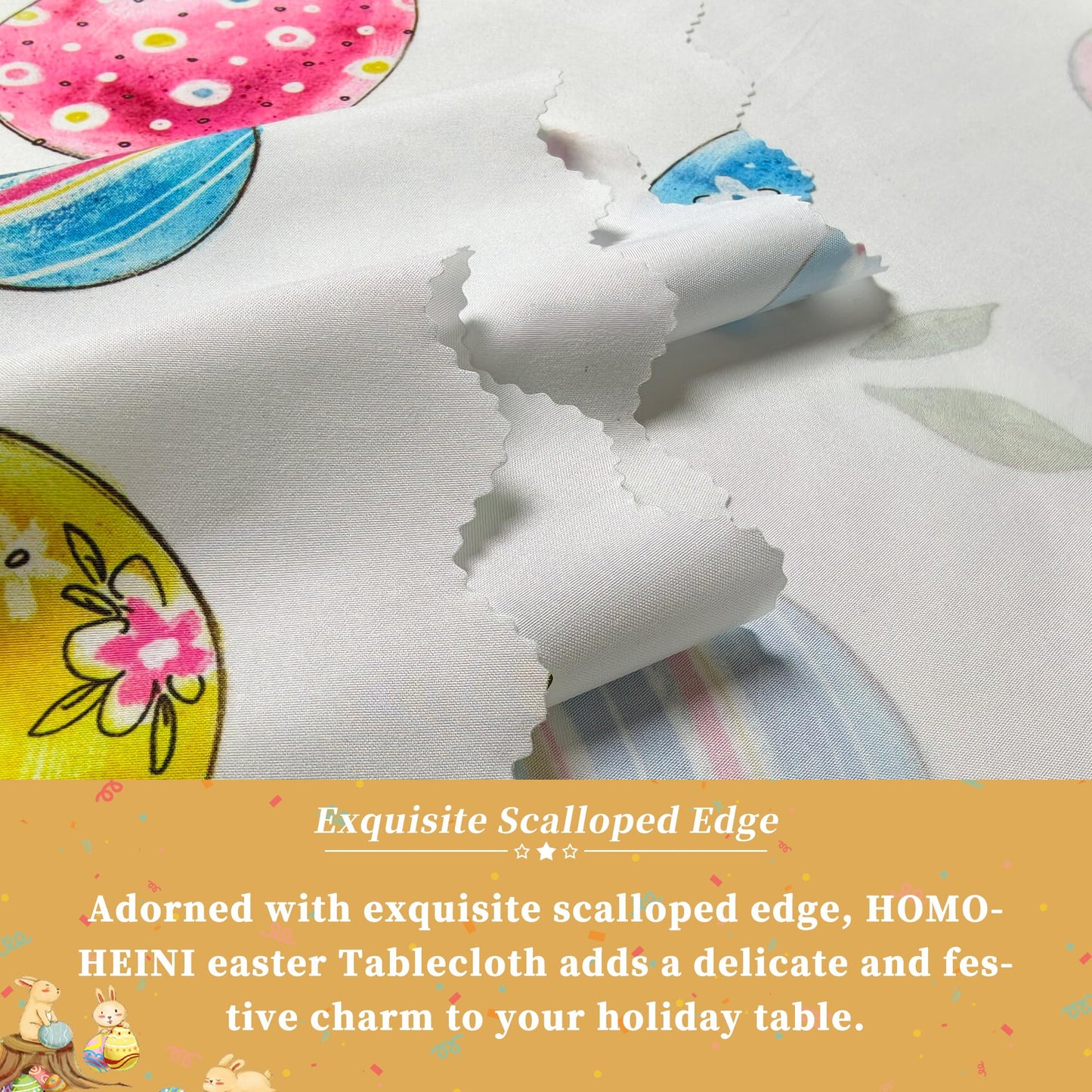 Easter Tablecloth 60x84 Inch Rectangular, Spring Tablecloth, Plaid Bunny Egg Washable Polyester Table Cloth, Fabric Table Cover for Party Picnic Dinner Decor,Easter E BST326H